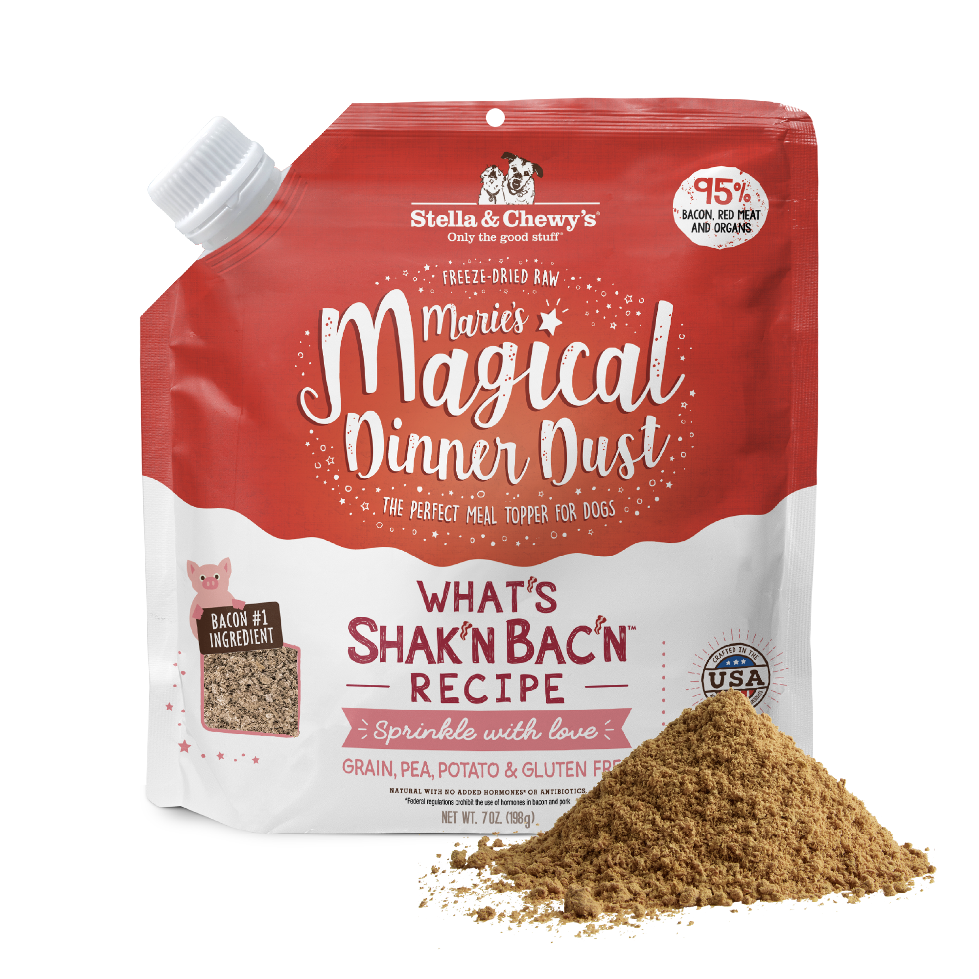 Marie’s Magical Dinner Dust What’s Shak’n Bac’n Freeze Dried Raw Meal Topper for Dogs by Stella & Chewy's