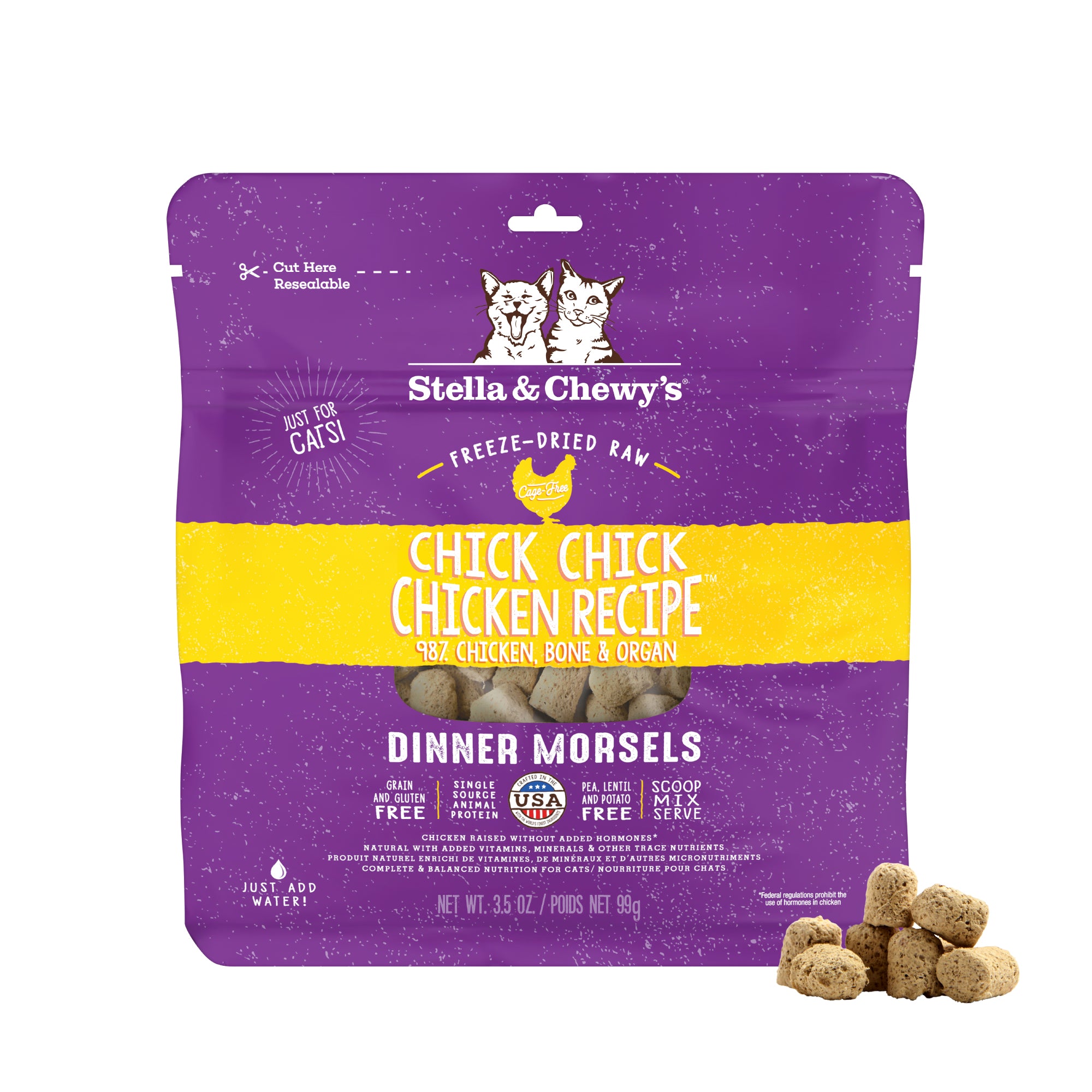 Chick, Chick Chicken Freeze Dried Raw Cat Food: High Protein, Grain Free Cat & Kitten Food by Stella & Chewy's