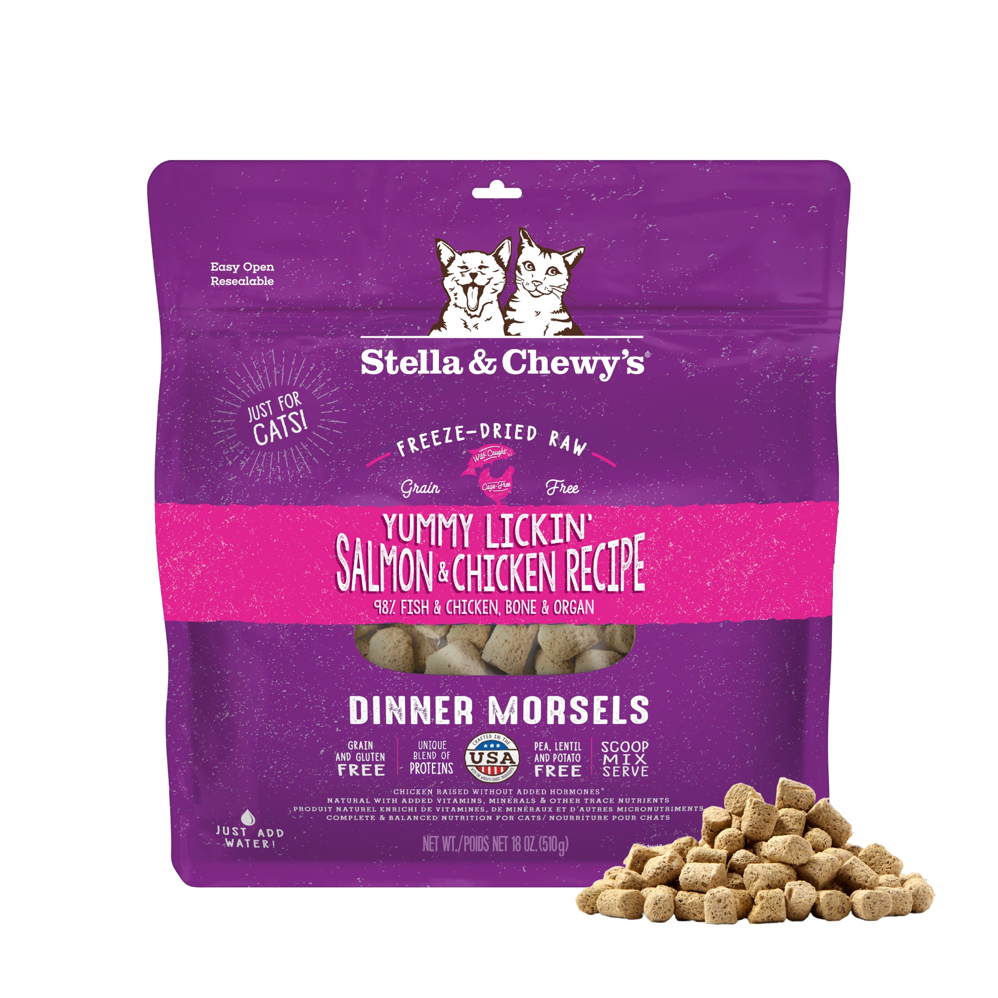 Yummy Lickin' Salmon & Chicken Freeze Dried Raw Cat Food: High