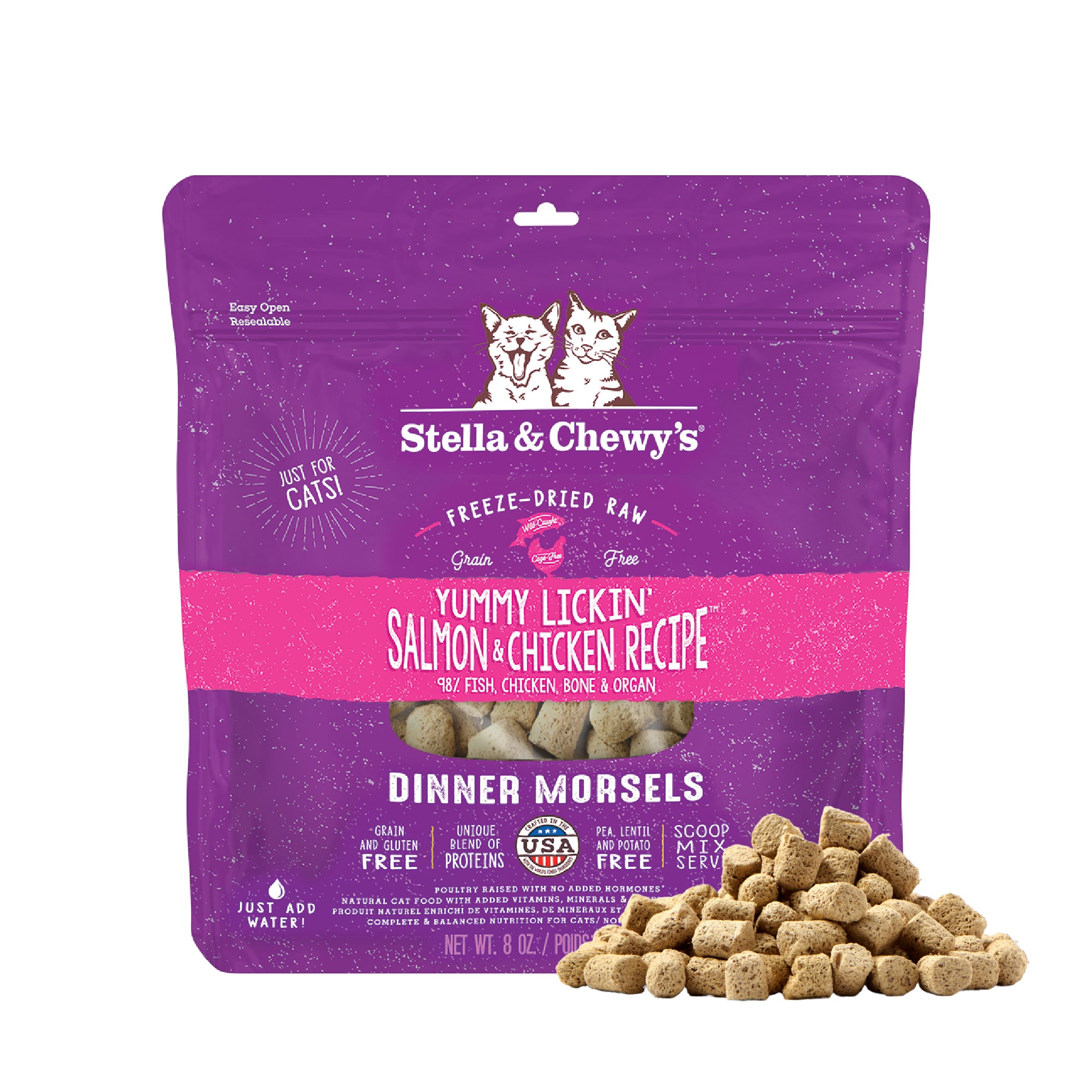 Yummy Lickin' Salmon & Chicken Freeze Dried Raw Cat Food: High