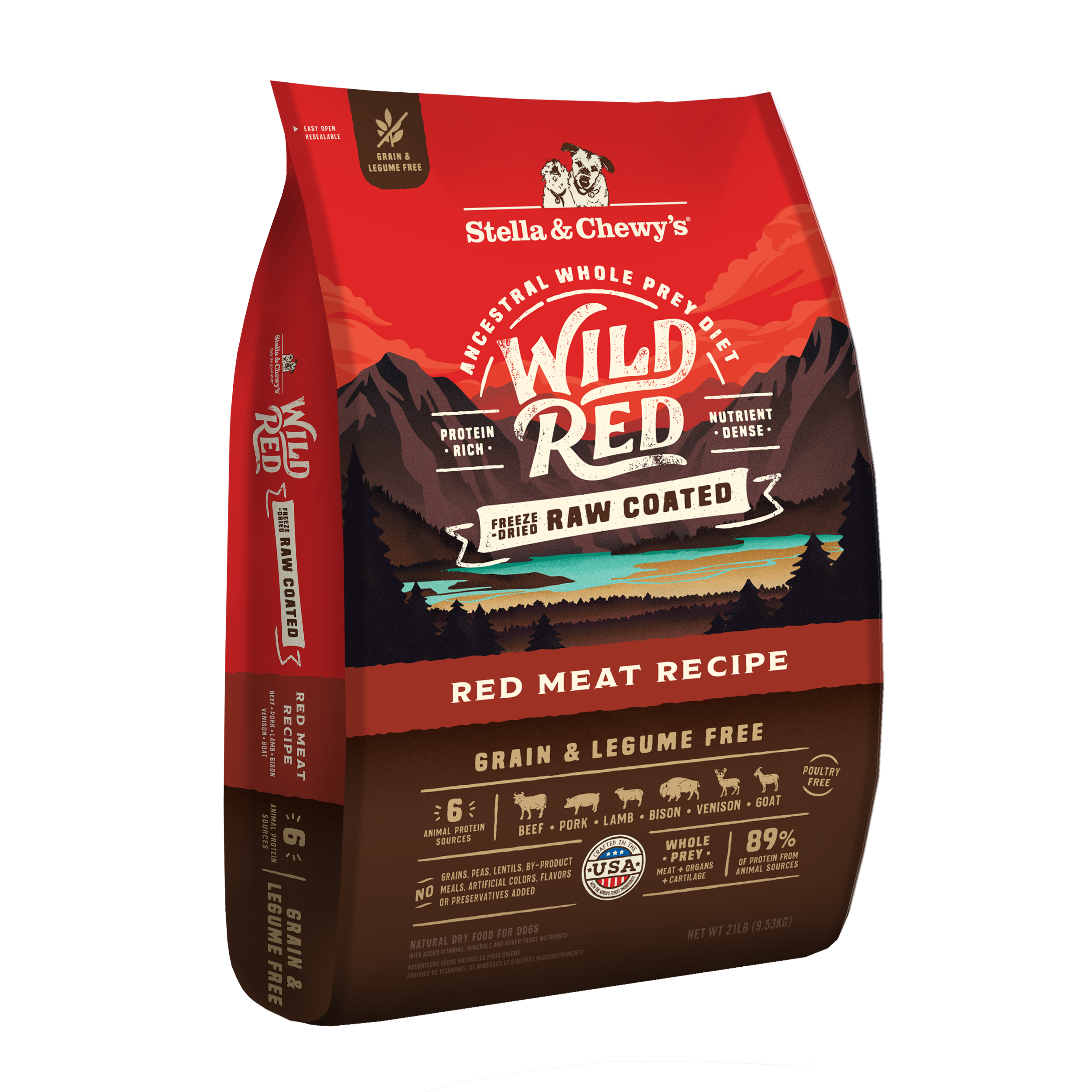 Wild Red Grain Free Dog Food: Whole Prey Red Meat Recipe, Raw Coated Kibble - Protein Rich, Legume Free Dry Dog Food by Stella & Chewy's