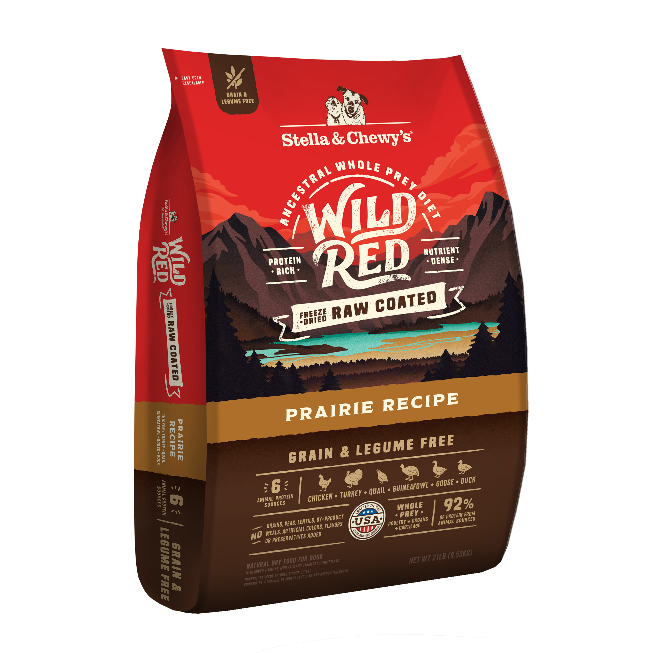 Wild Red Grain Free Dog Food: Whole Prey Prairie Poultry Recipe, Raw Coated Kibble - Protein Rich, Legume Free Dry Dog Food by Stella & Chewy's