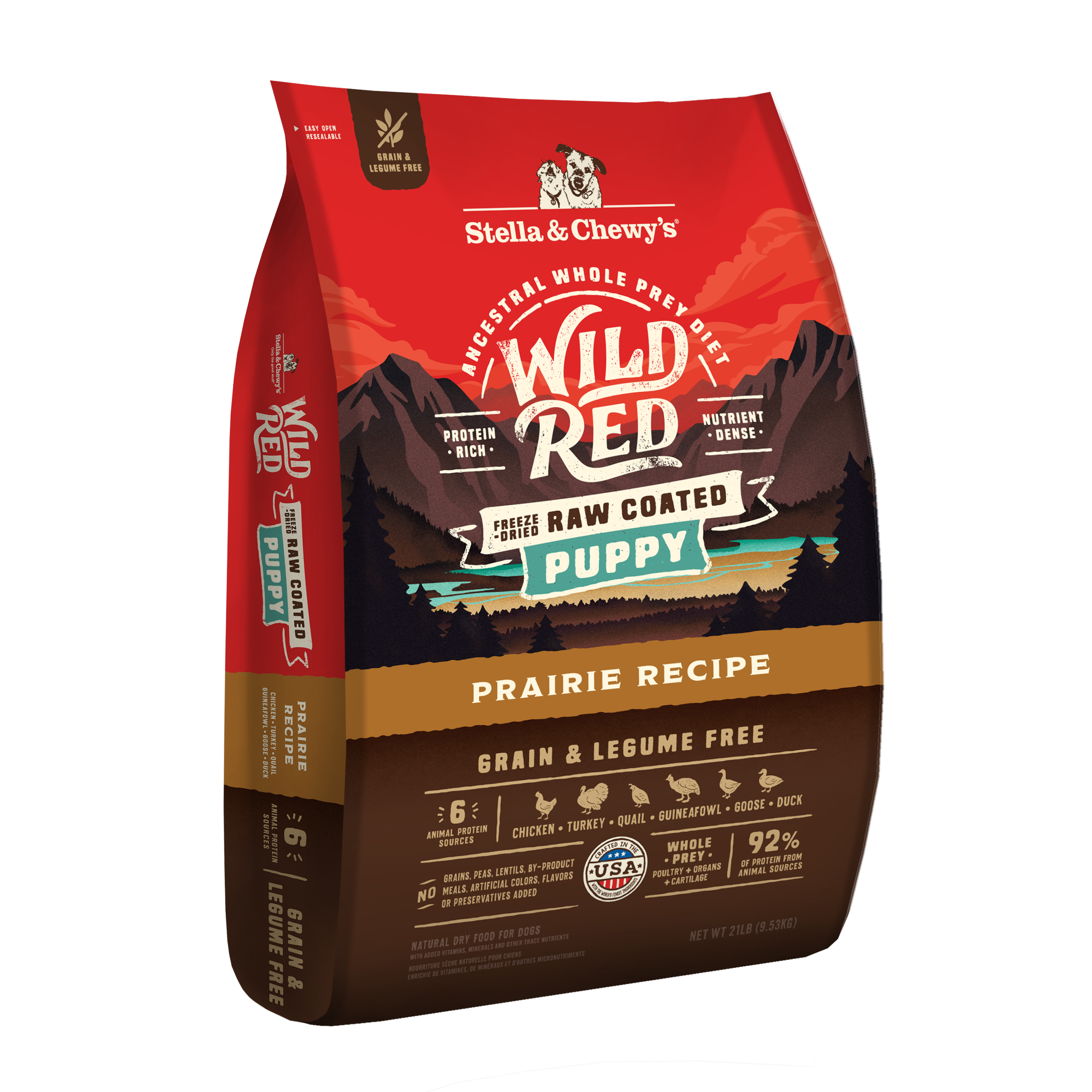 Wild Red Grain Free Puppy Food: Whole Prey Prairie Poultry Recipe, Raw Coated Kibble by Stella & Chewy's