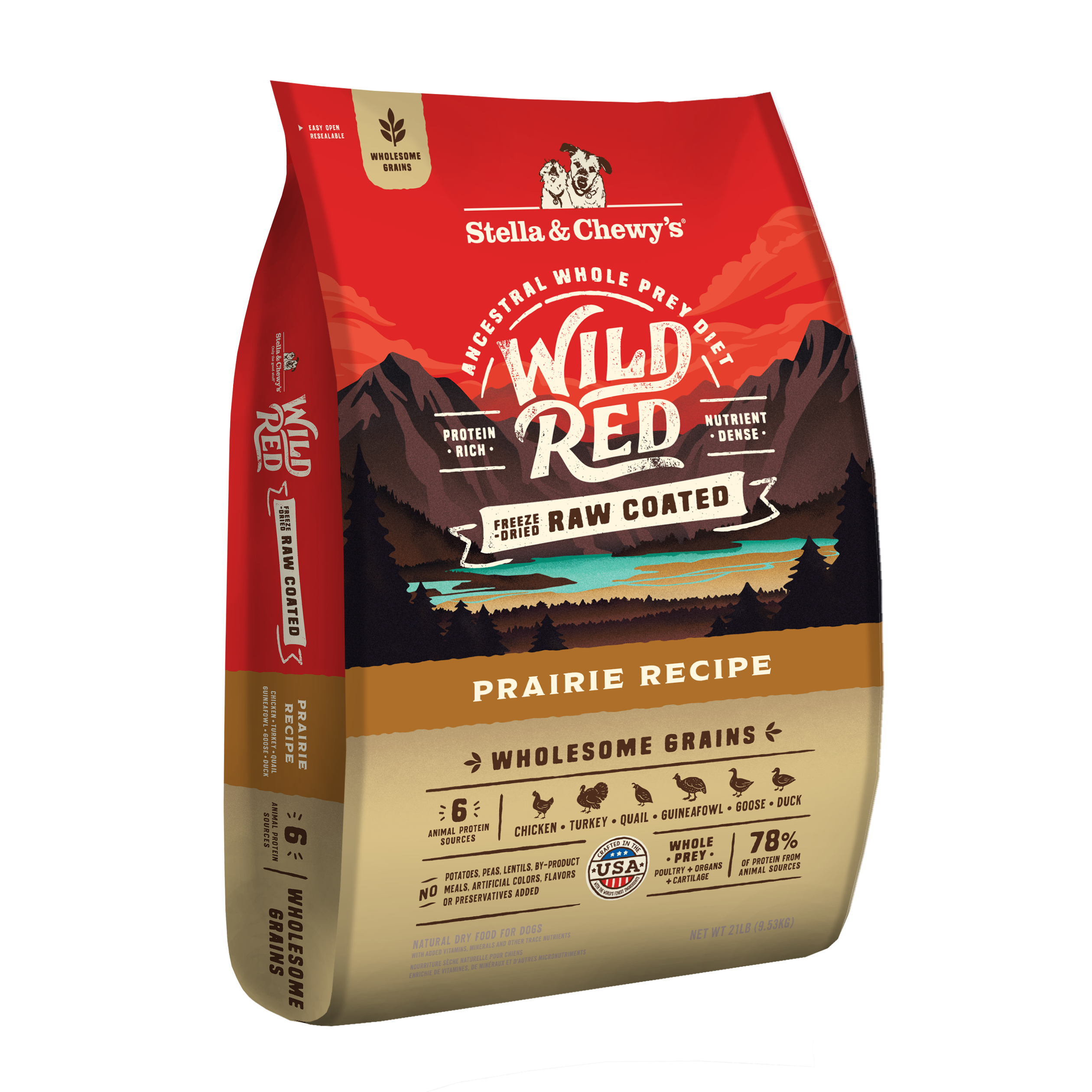 Wild Red Raw Coated Wholesome Grains Prairie Recipe for Dogs by Stella & Chewy's