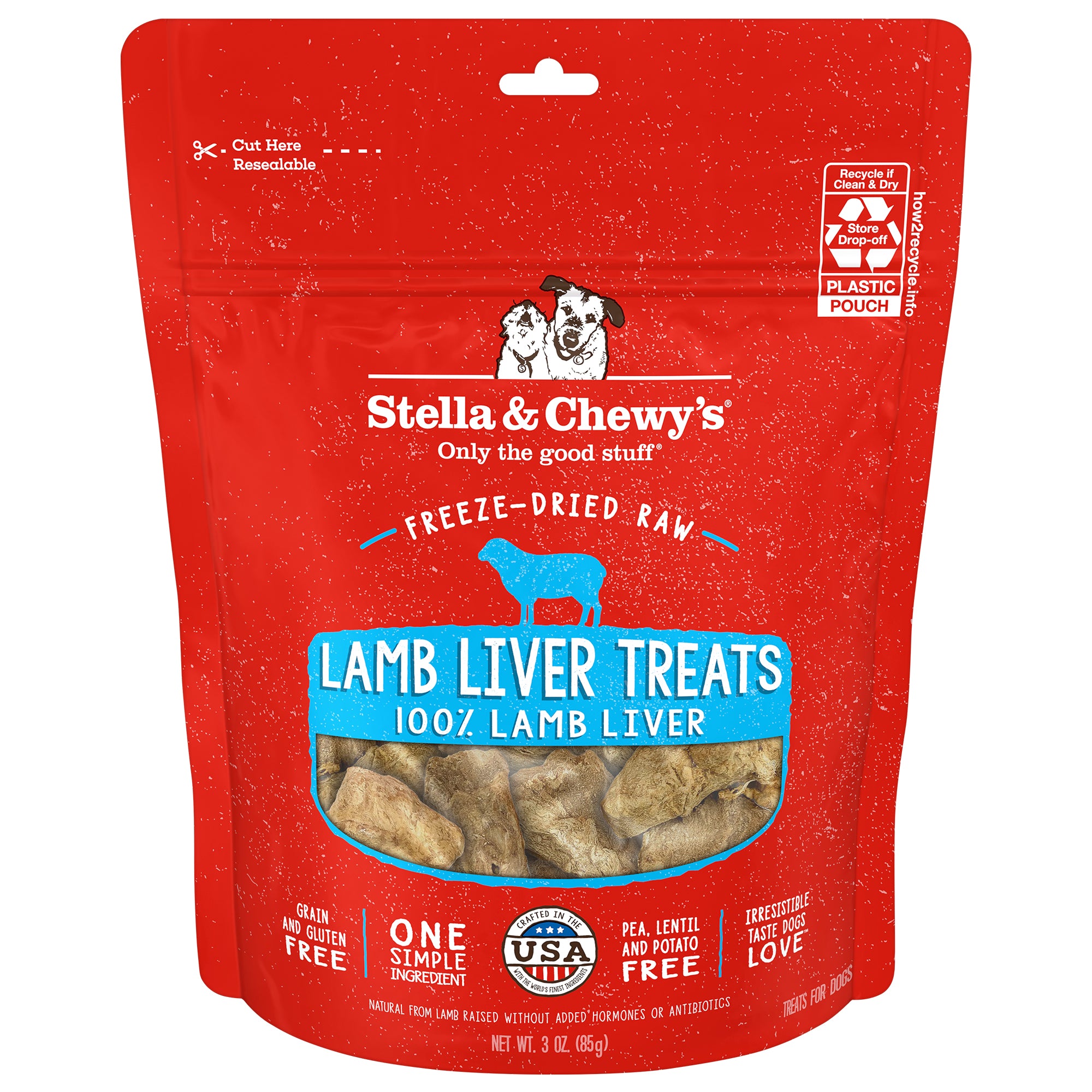 Lamb Liver Single Ingredient Dog Treats - Freeze Dried Raw Grain Free High Protein Dog Training Treats by Stella & Chewy's