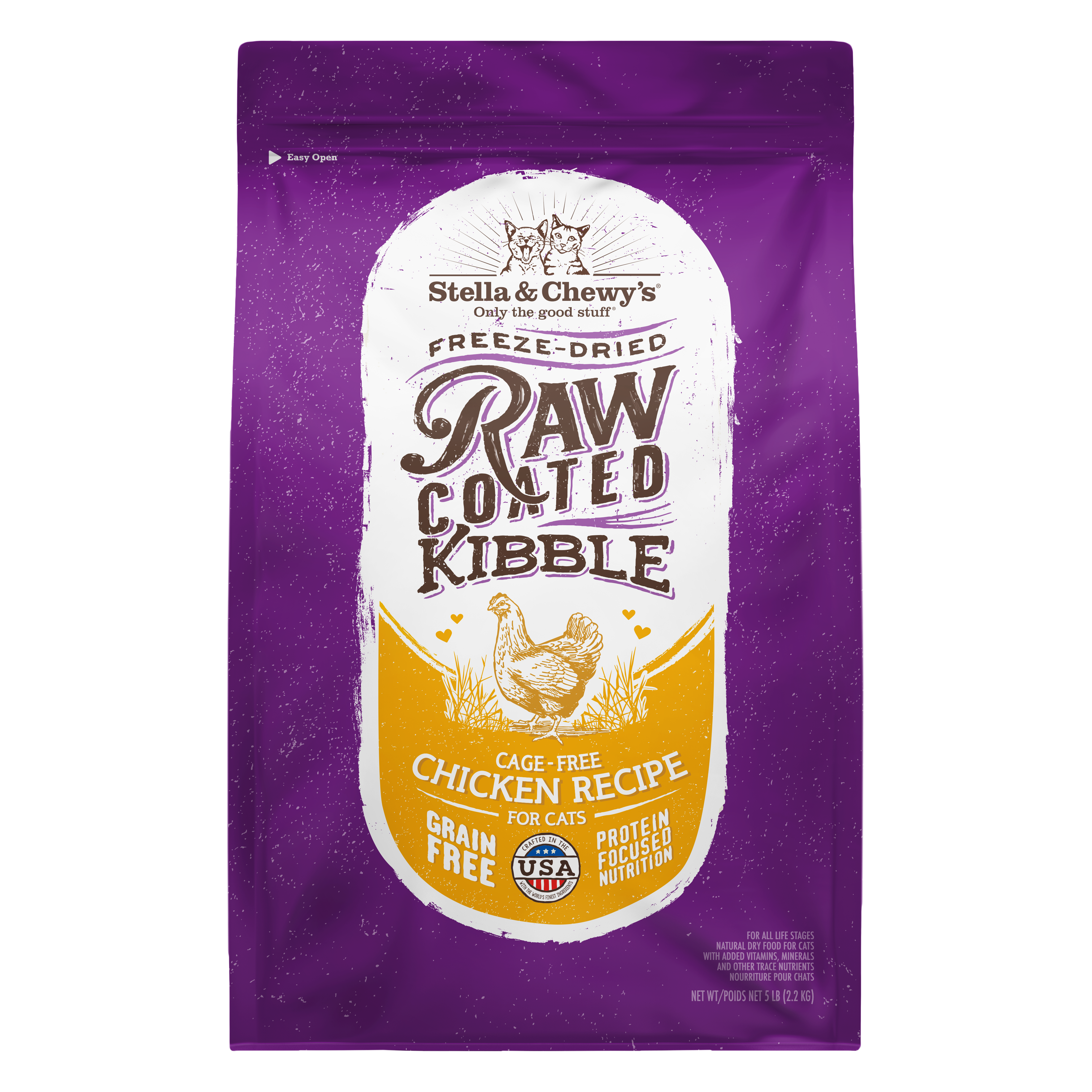Raw Coated Cat Kibble: Cage-Free Chicken Recipe - Grain Free Dry Cat Food Made in the USA by Stella & Chewy's