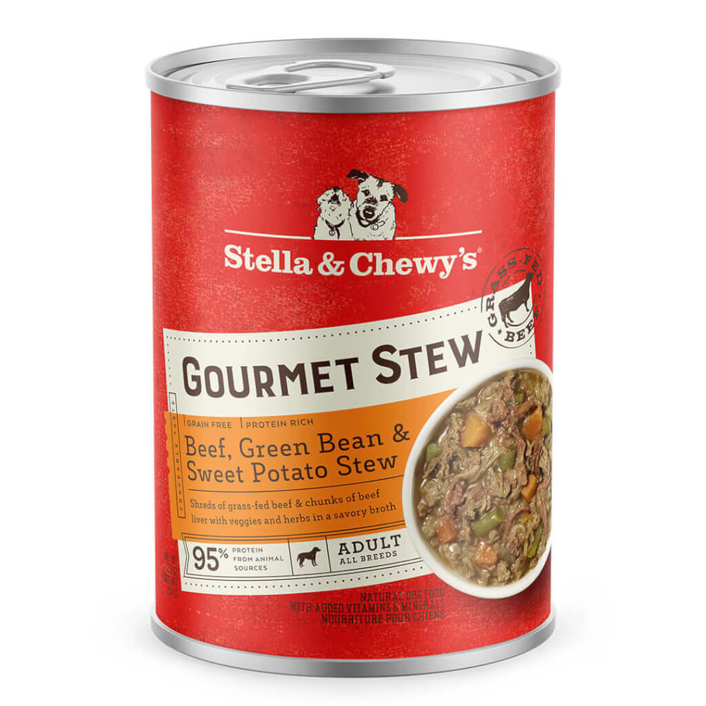 Gourmet Beef, Green Bean & Sweet Potato Stew for Dogs - Grain-Free Protein Rich Wet Dog Food Slow Cooked in Savory Broth by Stella & Chewy's