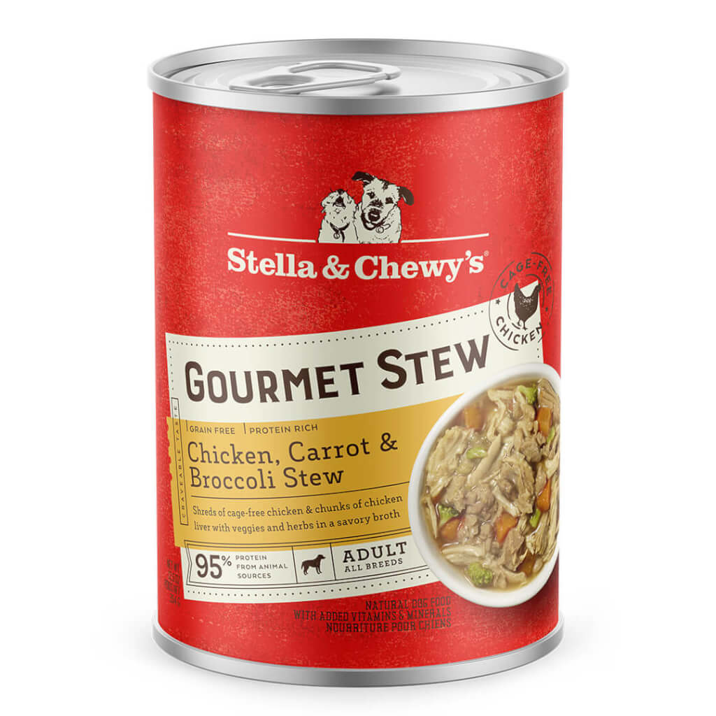 Gourmet Chicken, Carrot & Broccoli Stew for Dogs - Grain-Free Protein Rich Wet Dog Food Slow Cooked in Savory Broth by Stella & Chewy's