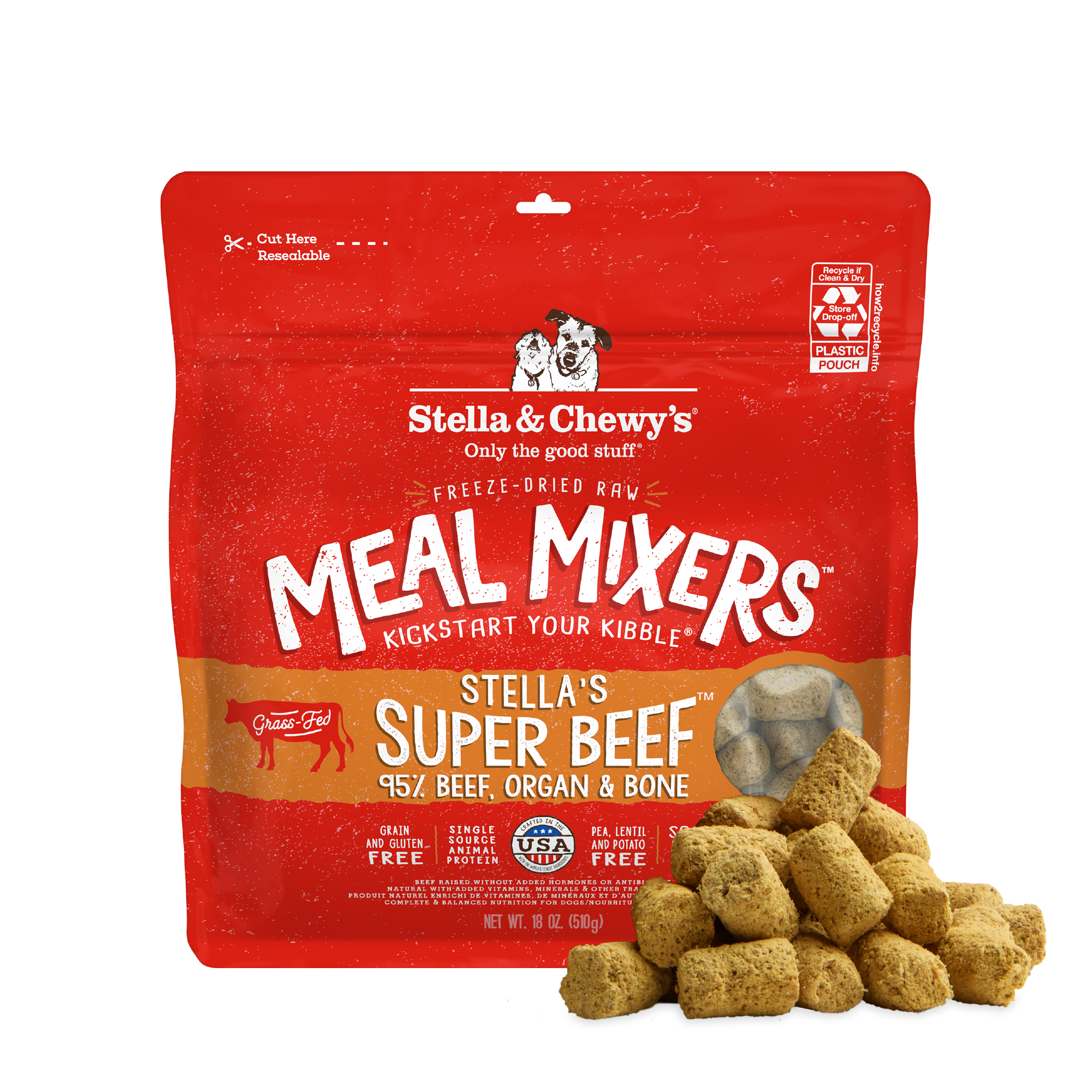 Stella's Super Beef Meal Mixers for Dogs - Freeze Dried Raw Kibble