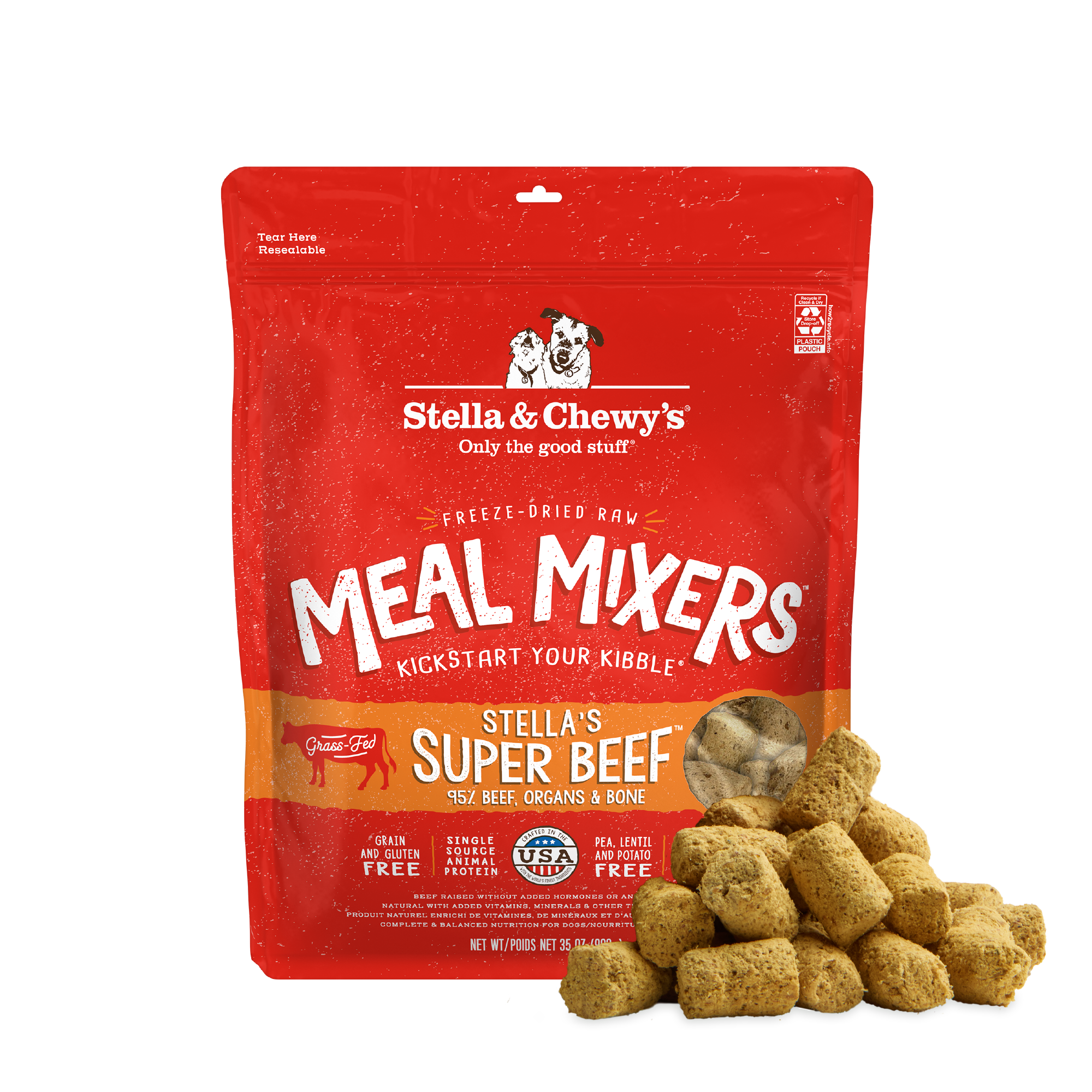 Stella's Super Beef Meal Mixers for Dogs Freeze Dried Raw Kibble