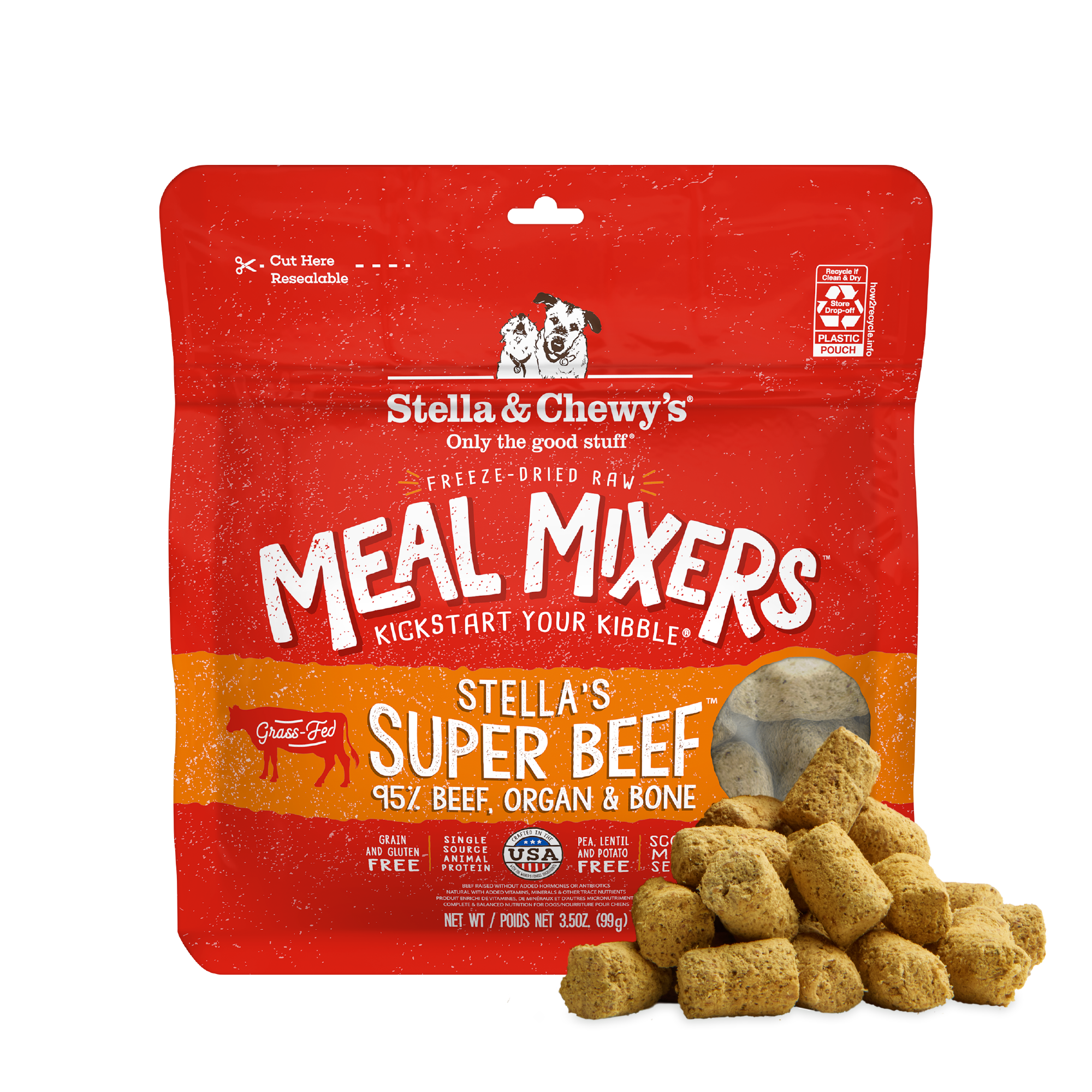 Stella’s Super Beef Meal Mixers for Dogs - Freeze Dried Raw Kibble Topper & Raw Dog Food by Stella & Chewy's