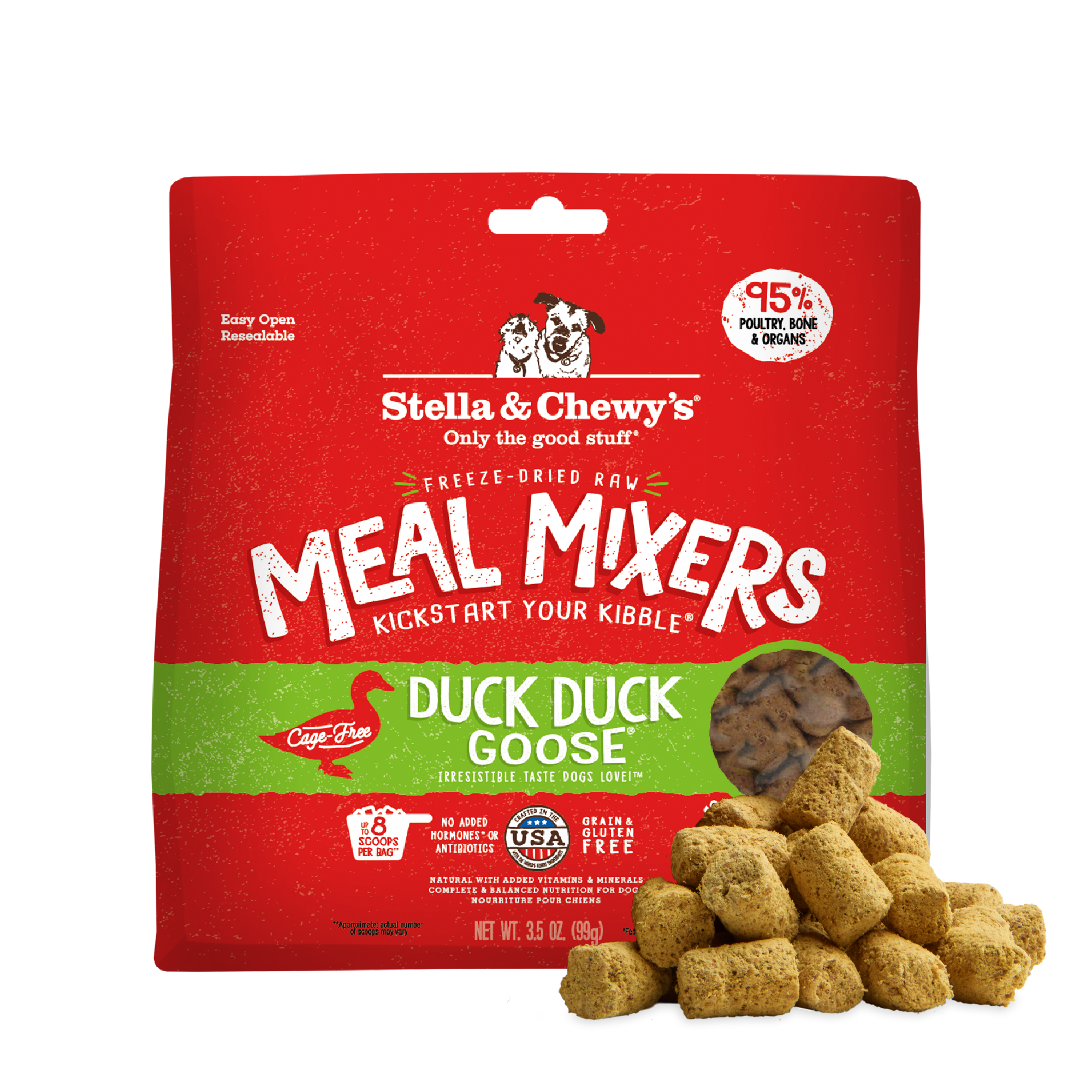 Duck Duck Goose Meal Mixers for Dogs - Freeze Dried Raw Kibble Topper & Raw Dog Food by Stella & Chewy's