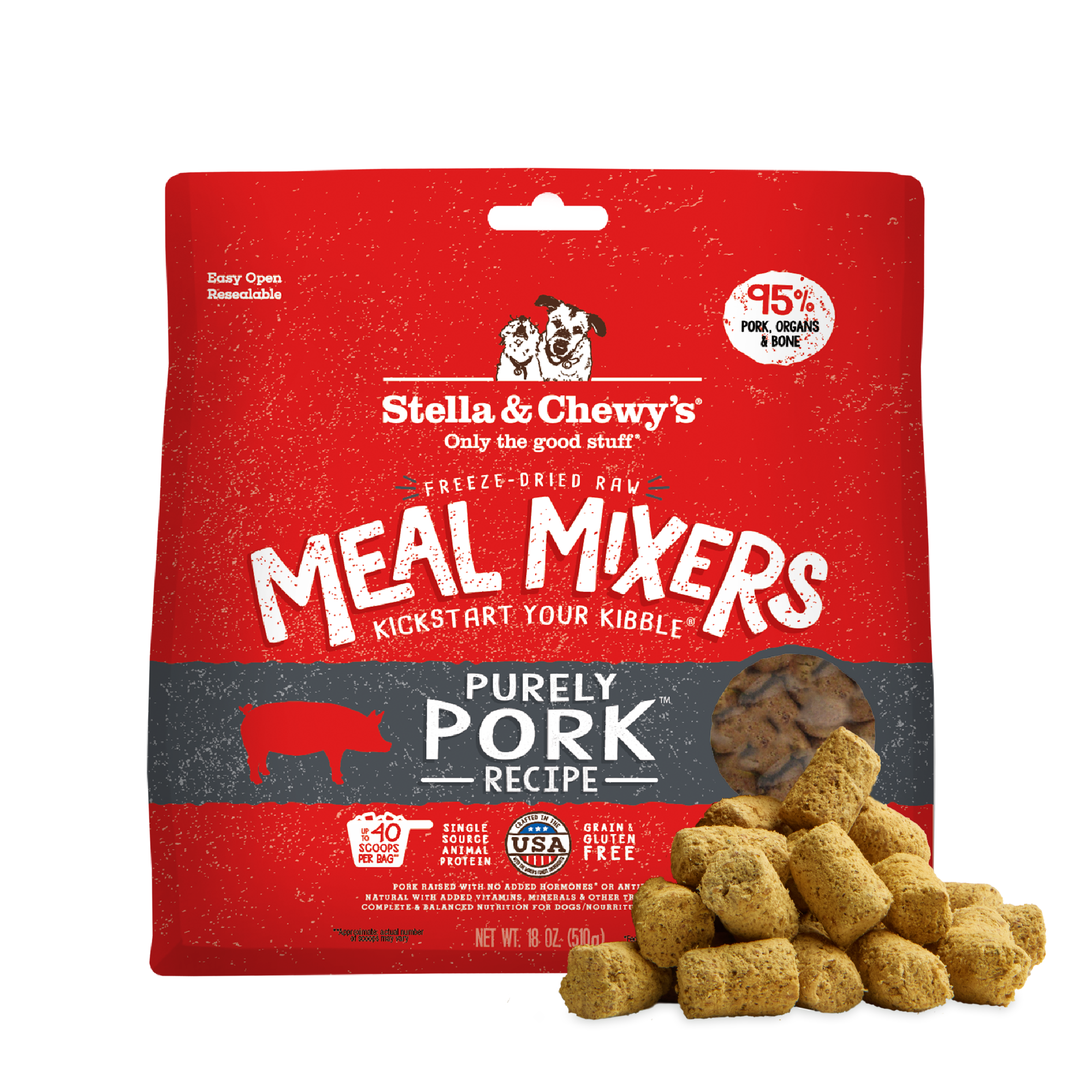 Purely Pork Meal Mixers for Dogs - Freeze Dried Raw Kibble Topper