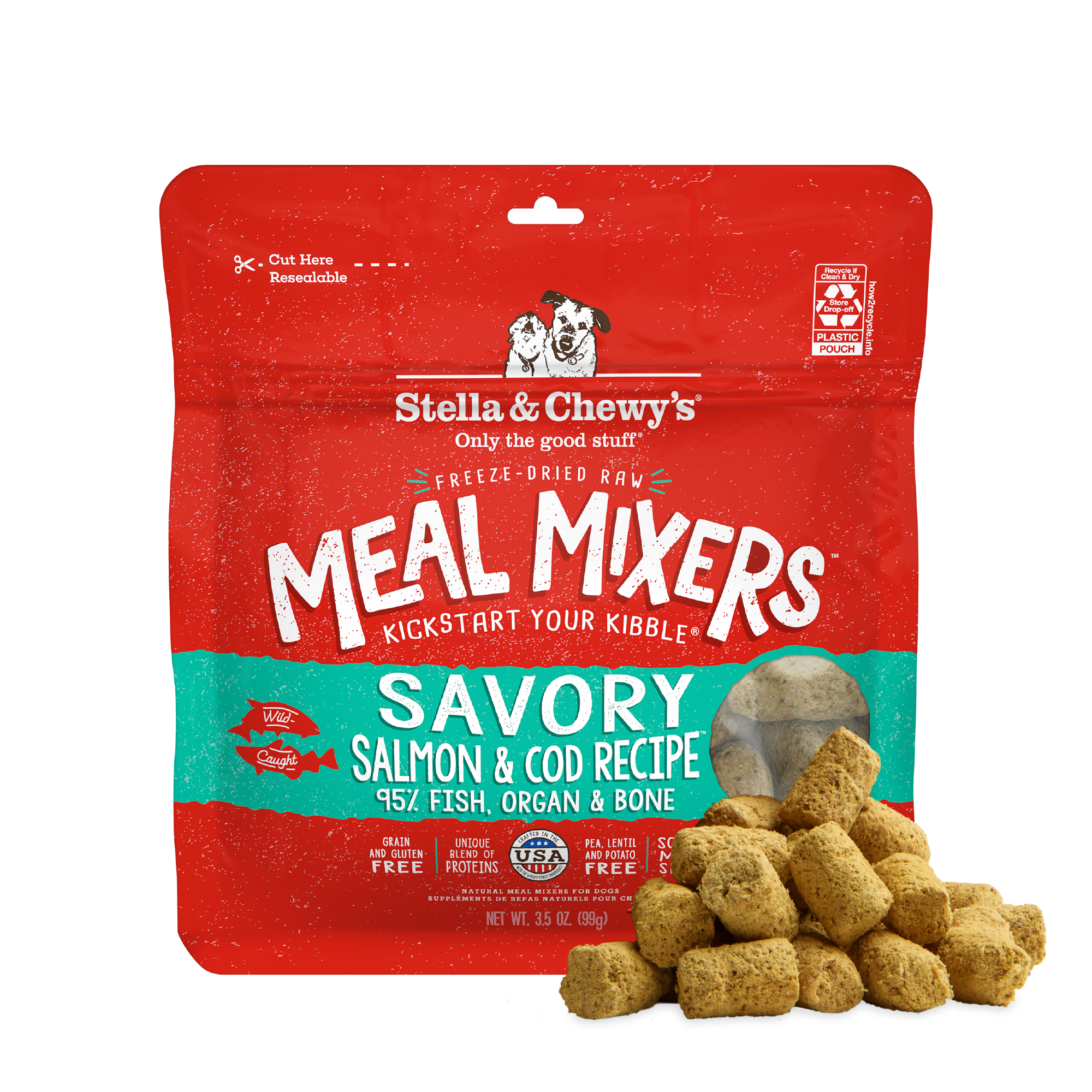 Savory Salmon Cod Meal Mixers for Dogs Freeze Dried Raw Kibble