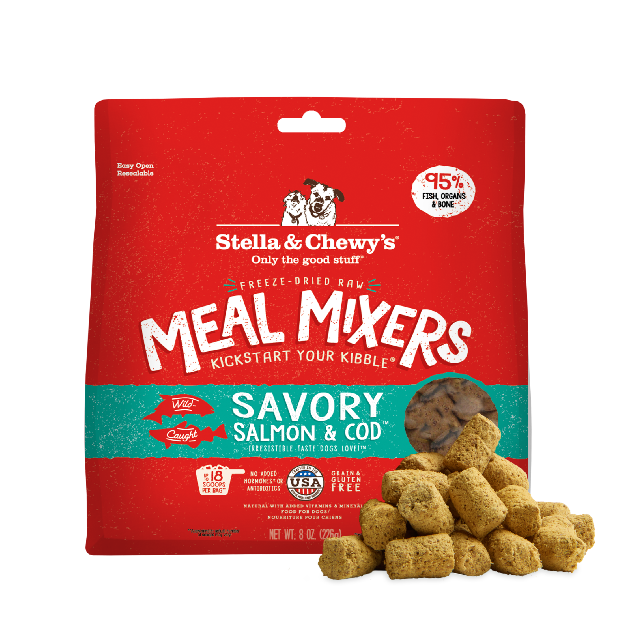 Savory Salmon & Cod Meal Mixers for Dogs - Freeze Dried Raw Kibble
