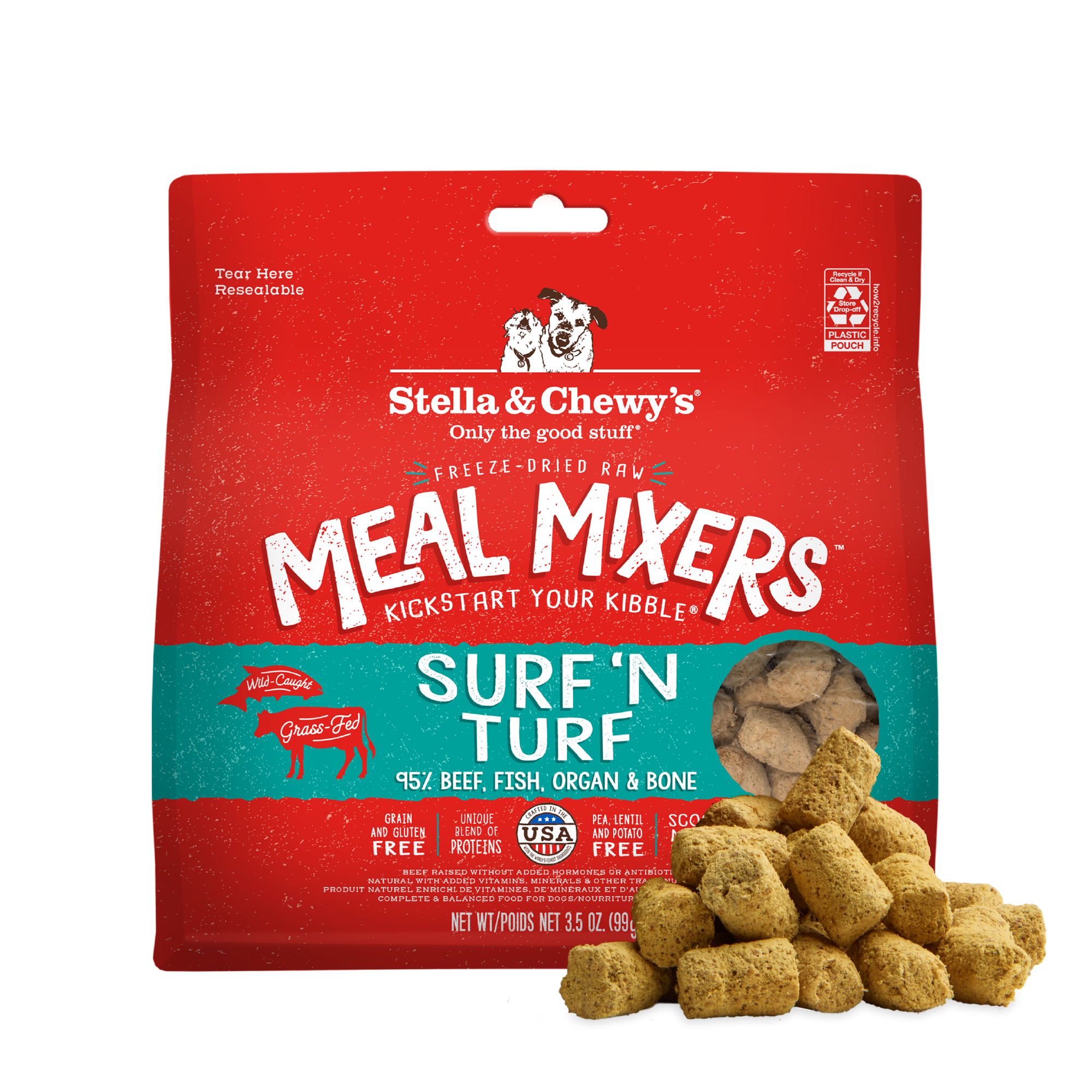 Surf 'N Turf Freeze Dried Meal Mixers for Dogs - Freeze Dried Raw Kibble Topper & Raw Dog Food by Stella & Chewy's