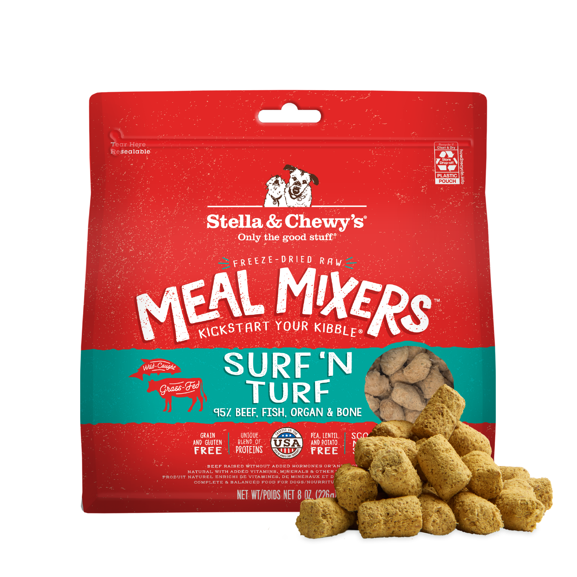 Surf 'N Turf Freeze Dried Meal Mixers for Dogs Freeze Dried Raw Kibble Topper Raw Dog Food
