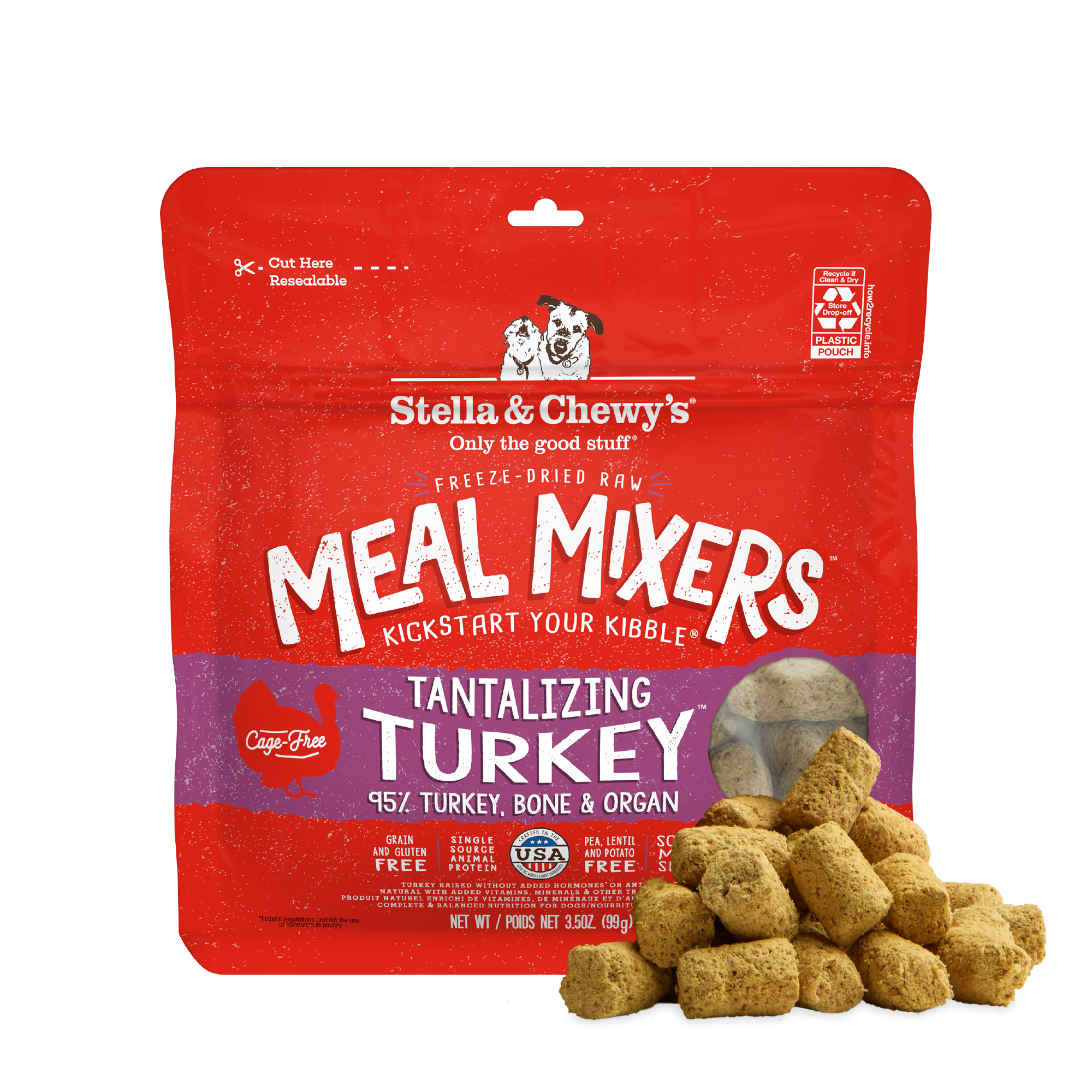 Tantalizing Turkey Meal Mixers for Dogs - Freeze Dried Raw Kibble Topper & Raw Dog Food by Stella & Chewy's