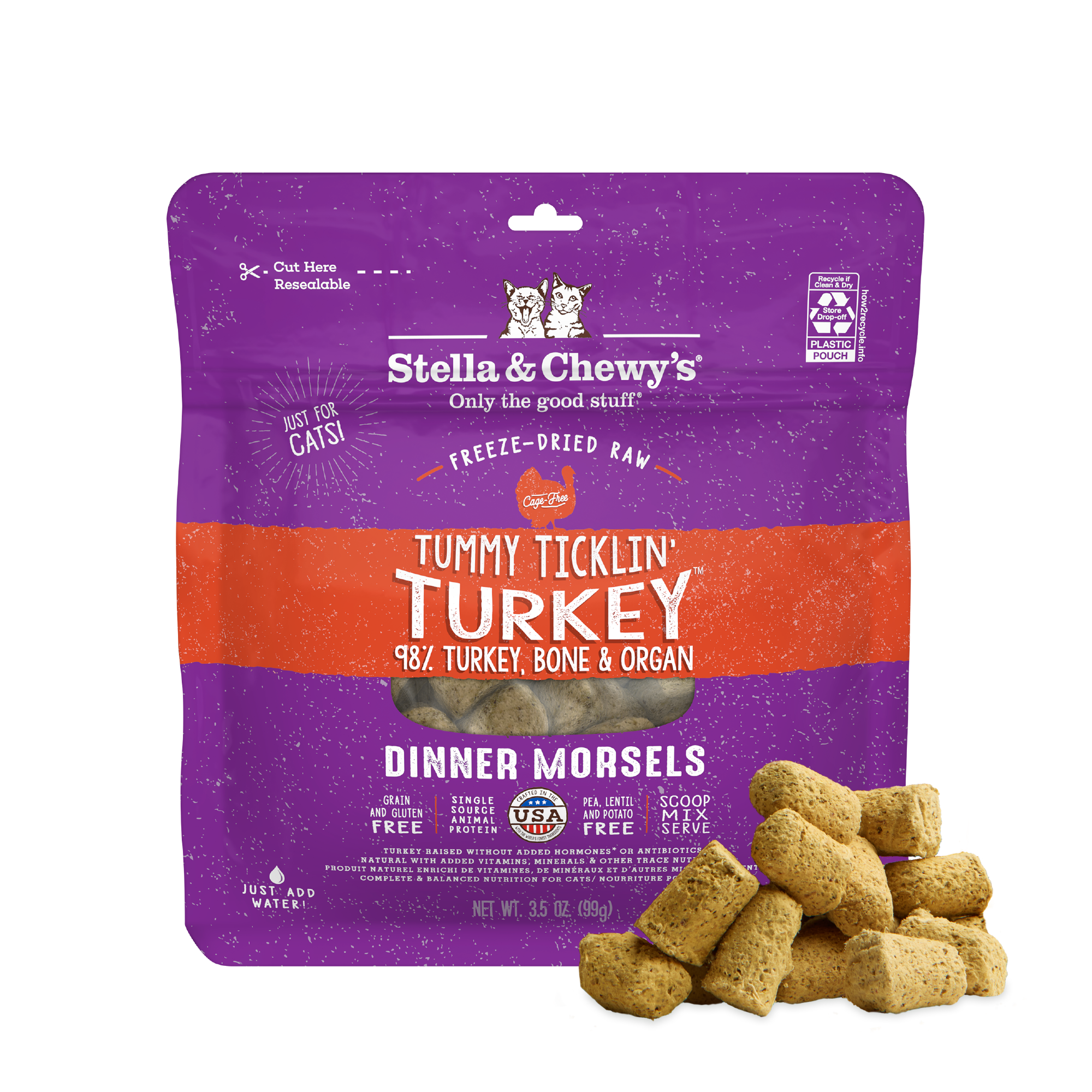 Tummy Ticklin’ Turkey Freeze-Dried Raw Dinner Morsels for Cats
