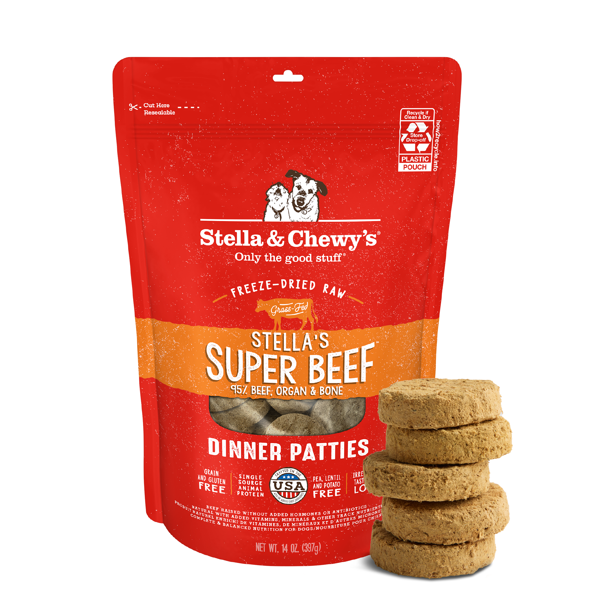 Stella's Super Beef Freeze-Dried Raw Dinner Patties 14 oz
