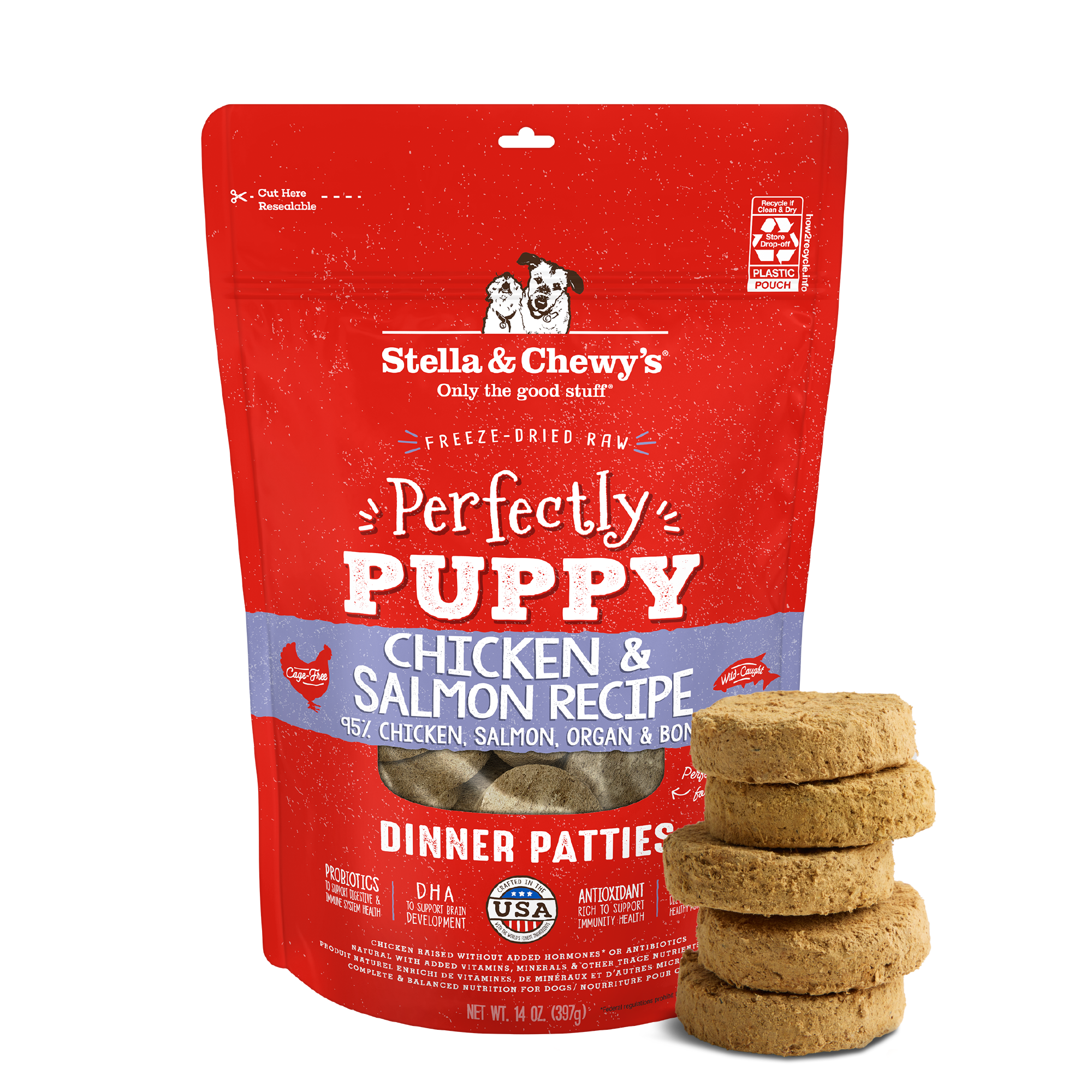 Chicken & Salmon Perfectly Puppy Dinner Patties - Freeze Dried Raw
