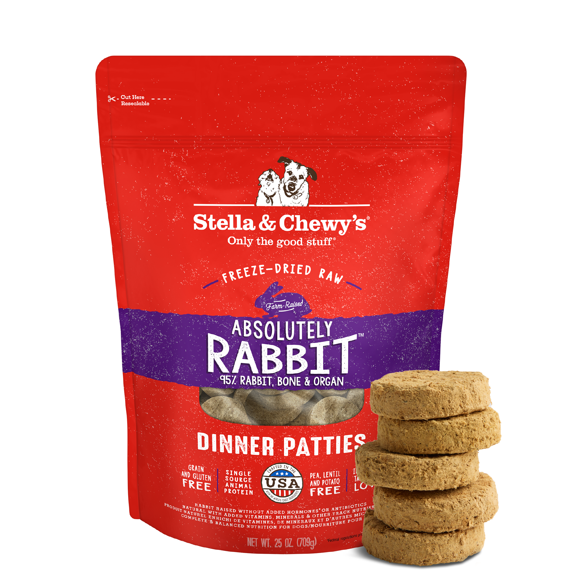 Absolutely Rabbit Freeze Dried Dinner Patties for Dogs 25 oz