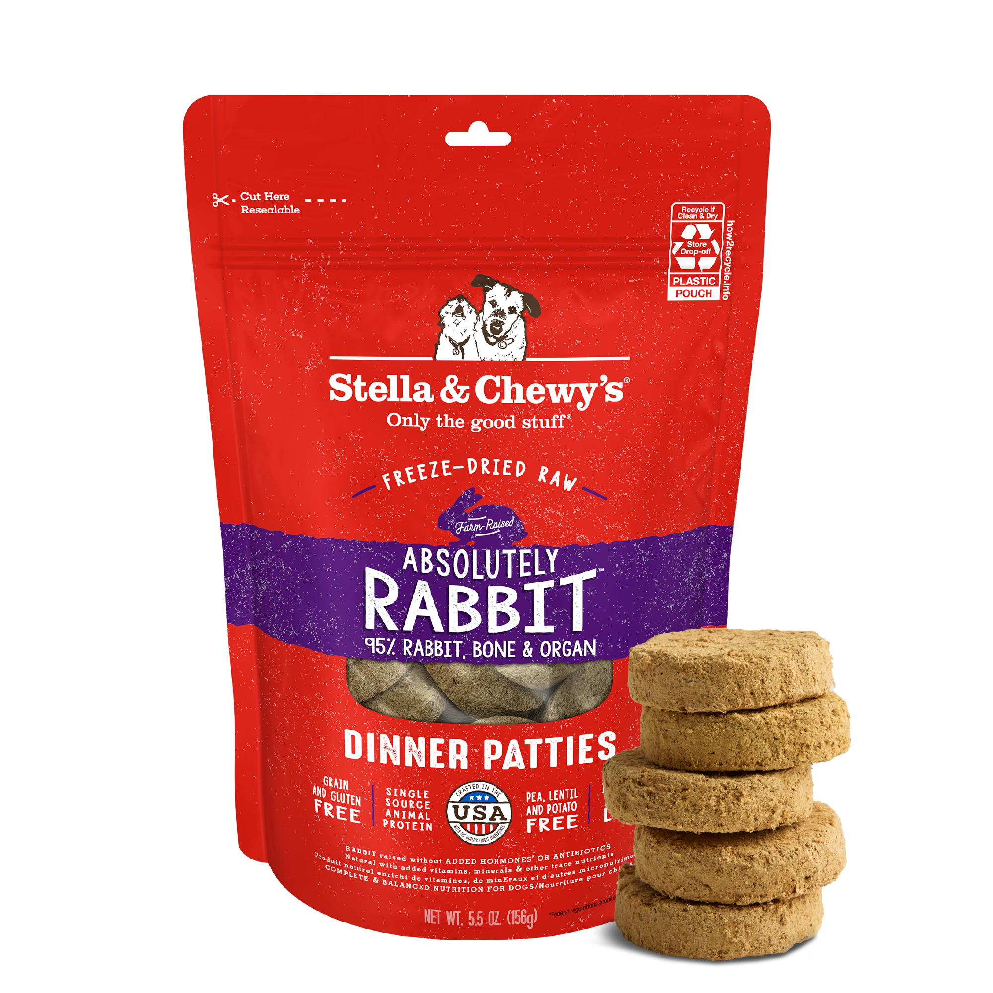 Absolutely Rabbit Freeze Dried Dinner Patties for Dogs