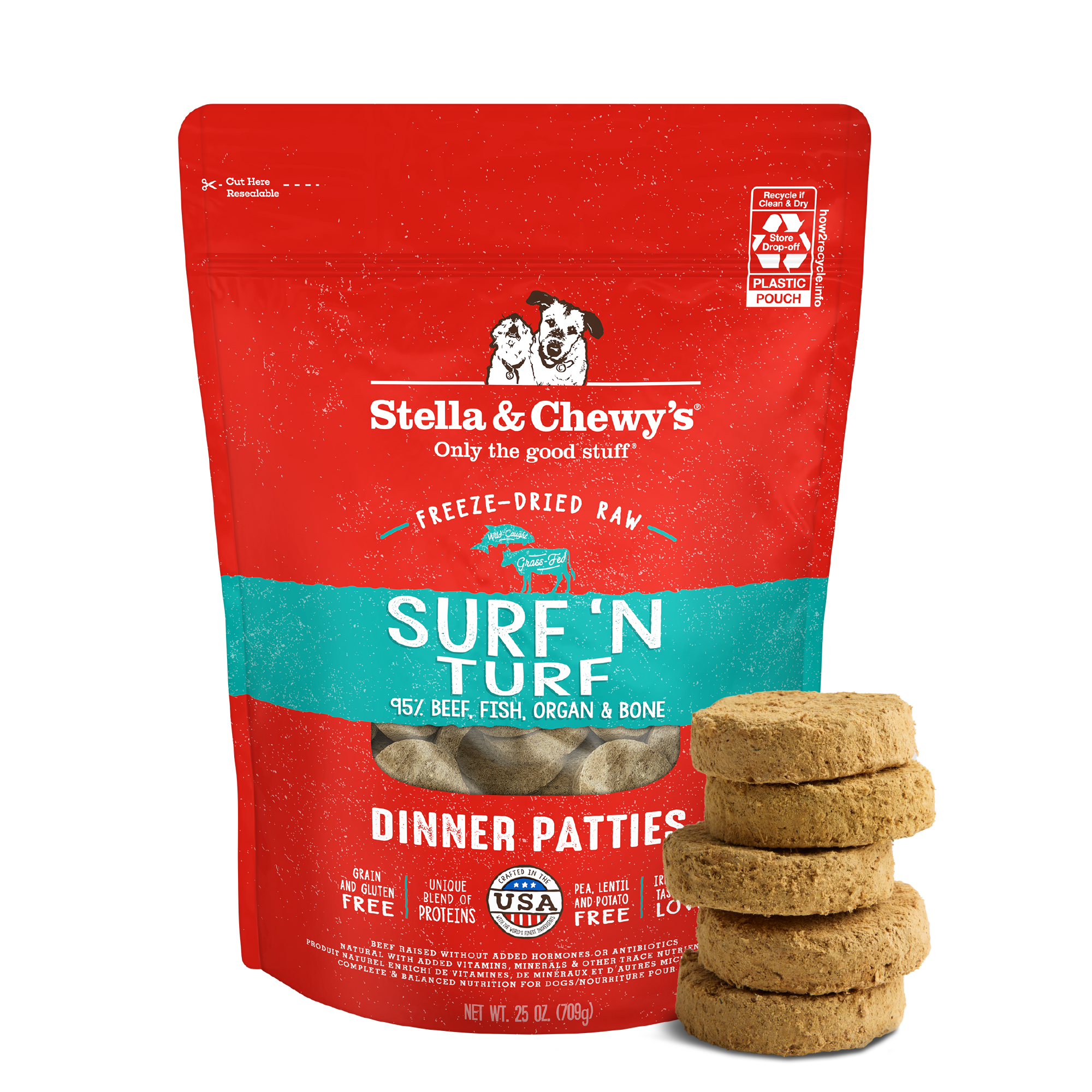 ドッグフード surftrip Surf 'N Turf Freeze Dried Dinner Patties - Premium Raw Dog Food