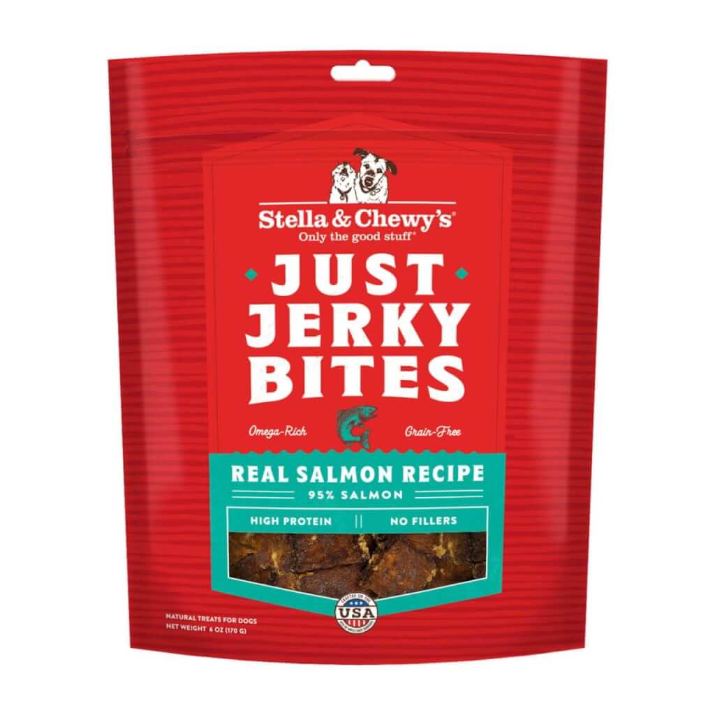 Just Jerky Bites Real Salmon Dog Treats - High Protein Grain Free Jerky Treats for Dogs with Limited Ingredients & Single Source Protein by Stella & Chewy's