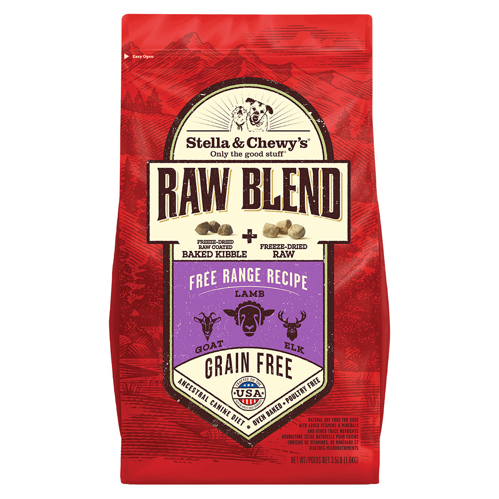 Grain Free Dry Dog Food: Free Range Lamb, Goat & Elk Recipe, Raw Coated Raw Blend Kibble - Protein Rich, Low Carb Dog Food by Stella & Chewy's