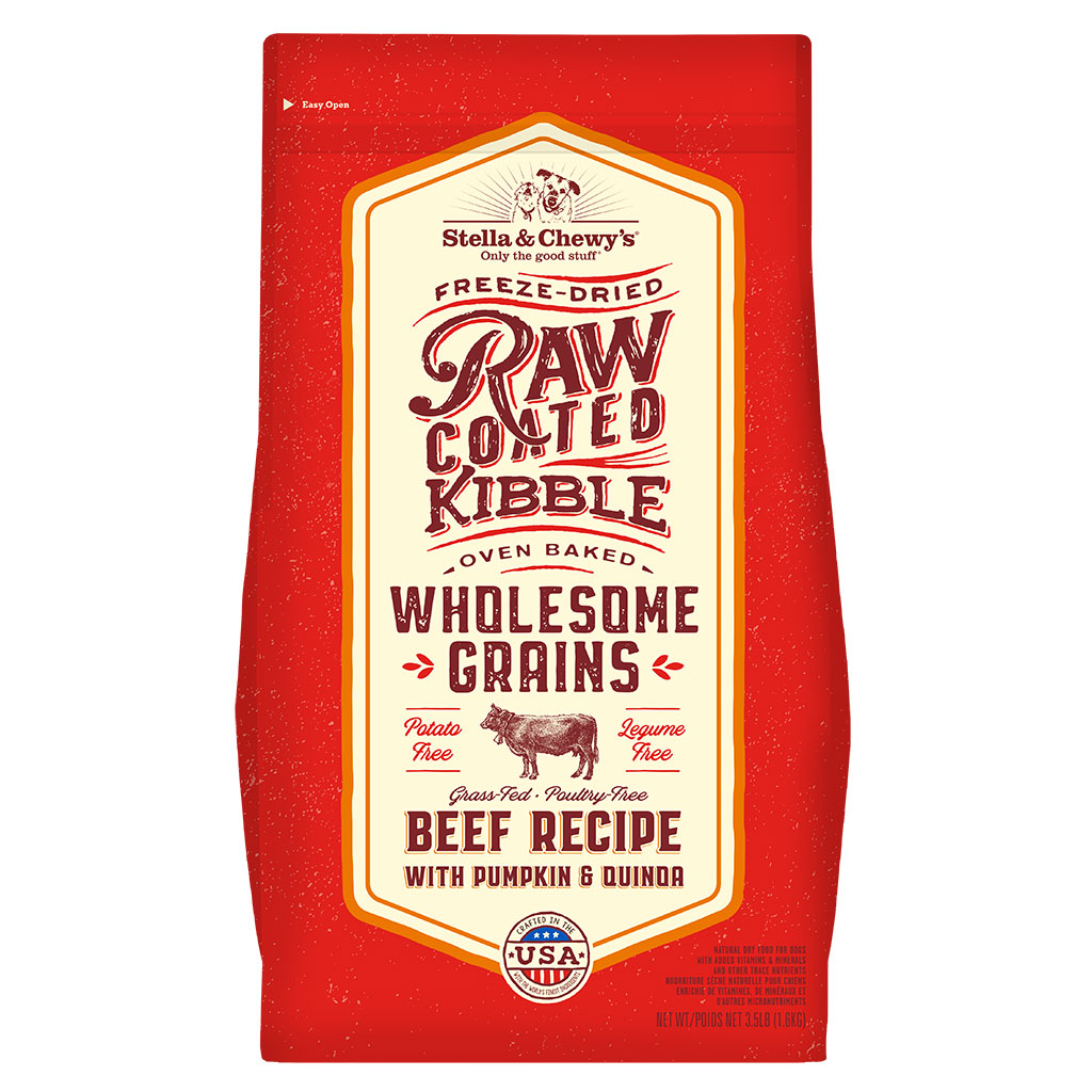 Raw Coated Baked Dog Kibble: Grass-Fed Beef Recipe with Pumpkin & Quinoa by Stella & Chewy's