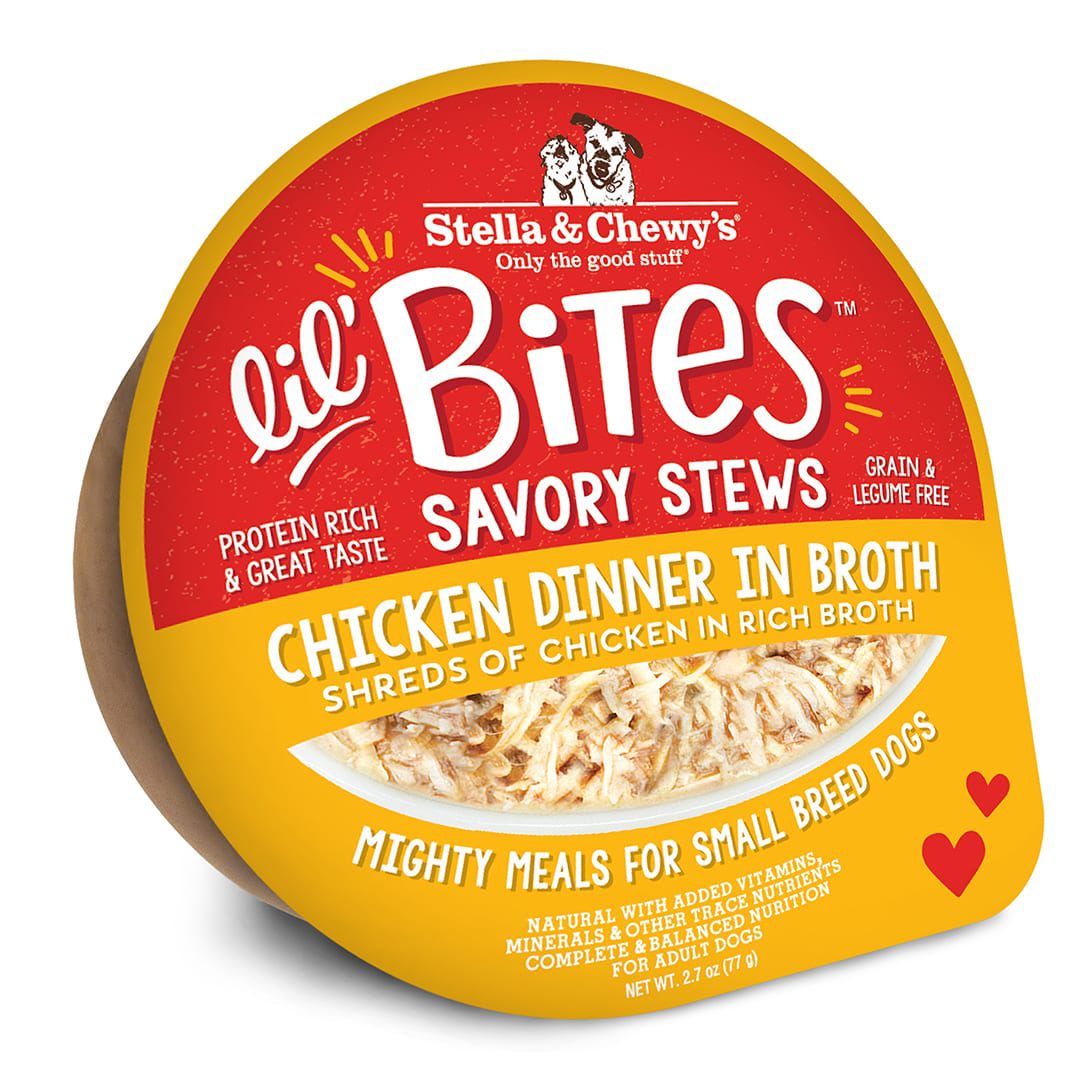 Lil’ Bites Chicken Dinner in Broth: Savory Stews for Small Breed Dogs - Grain Free Shredded Wet Dog Food by Stella & Chewy's