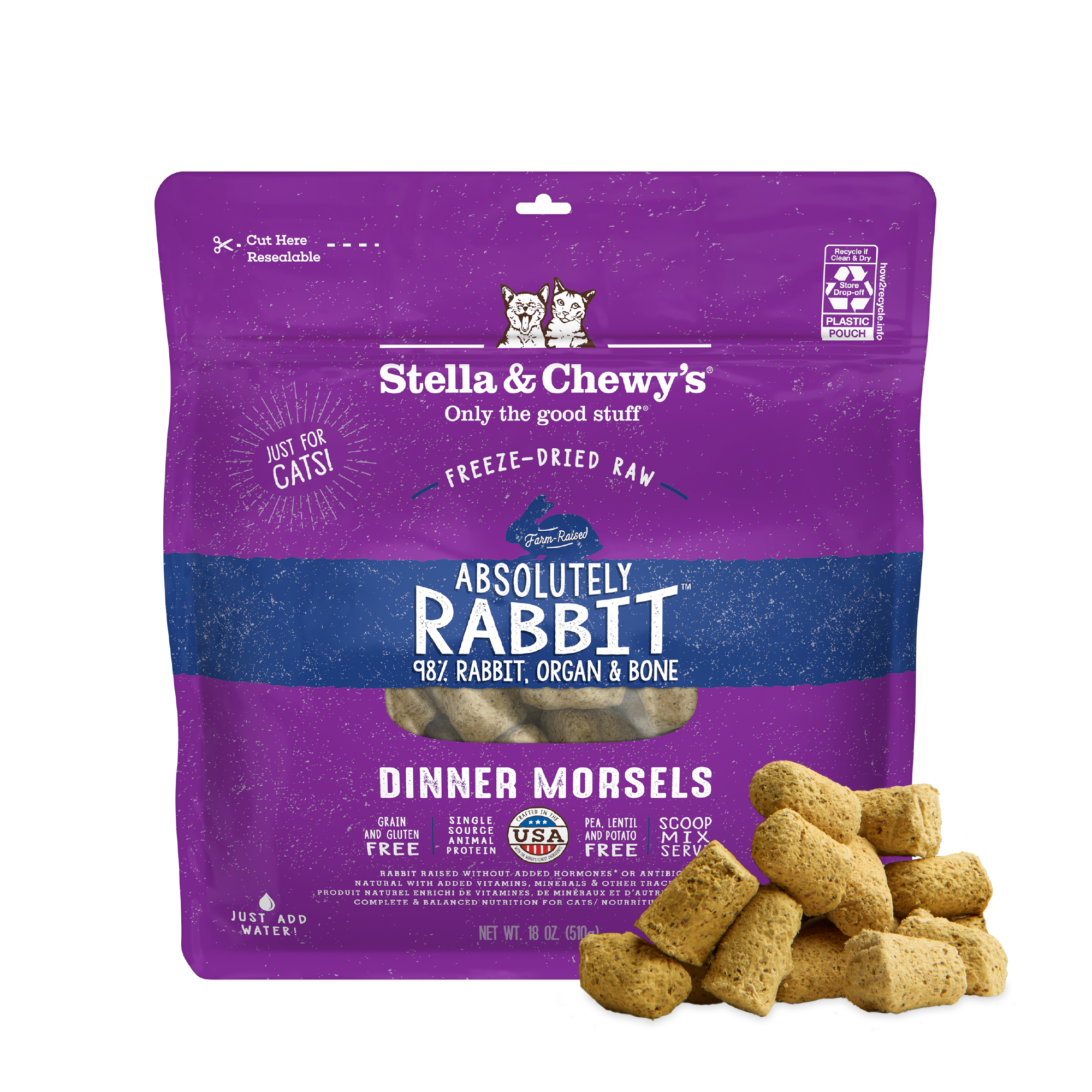 Absolutely Rabbit Freeze Dried Raw Cat Food: High Protein, Grain Free ...
