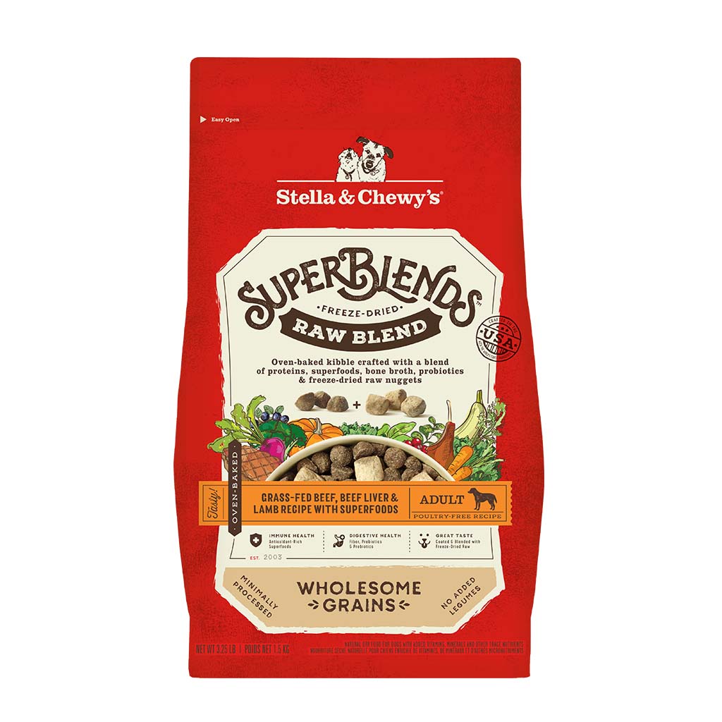 SuperBlends Beef & Lamb Dry Dog Food: Raw Blend Oven Baked Kibble with ...