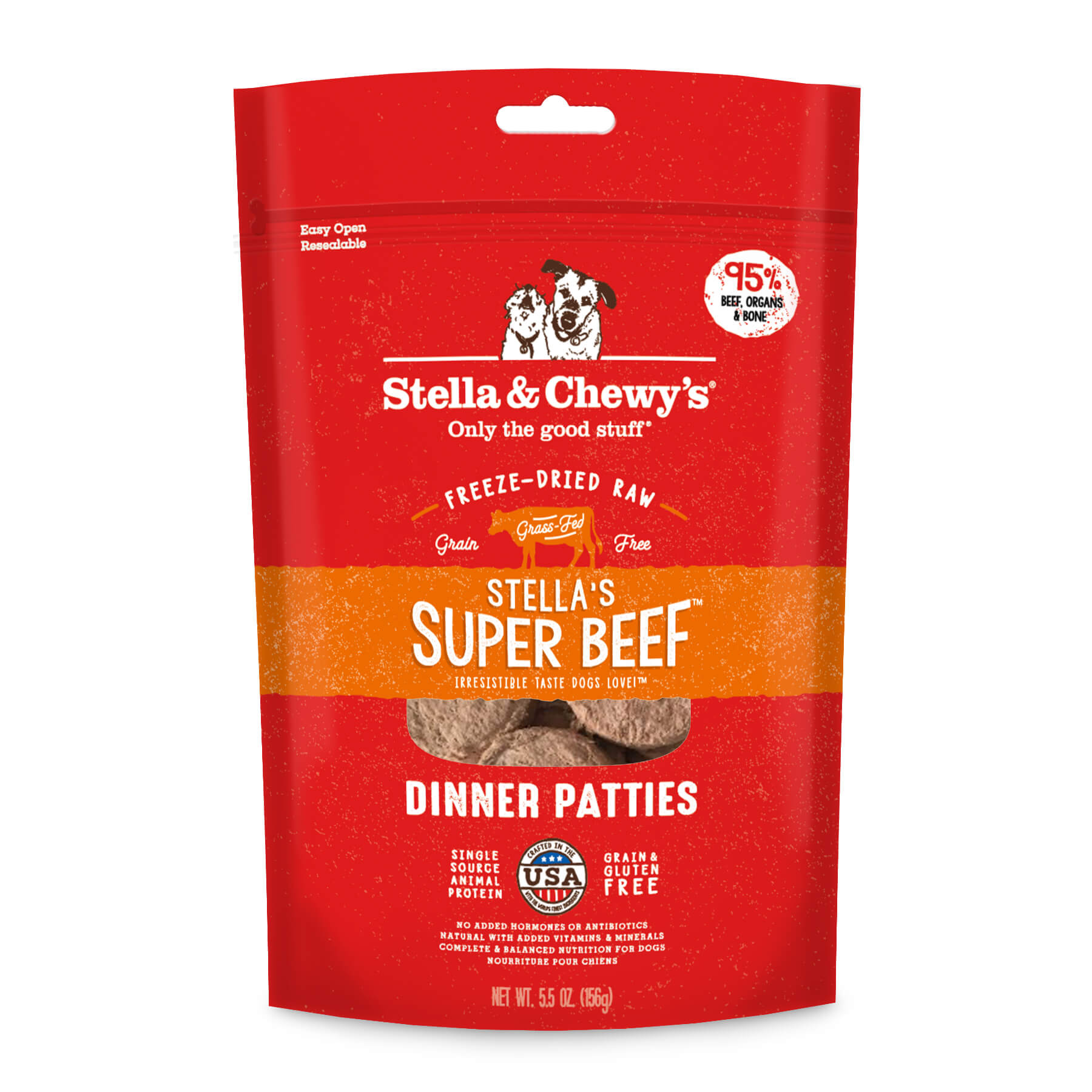 Stella's Super Beef Freeze-Dried Raw Dinner Patties Packaging Front