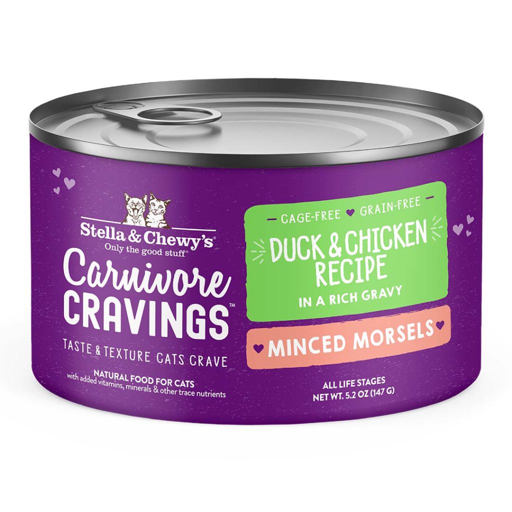 Carnivore Cravings Minced Morsels Duck & Chicken Recipe 5.2 oz Cat Food Can