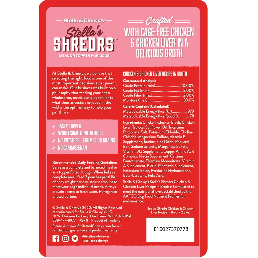 Stella's Shredrs Chicken & Chicken Liver Recipe in Broth