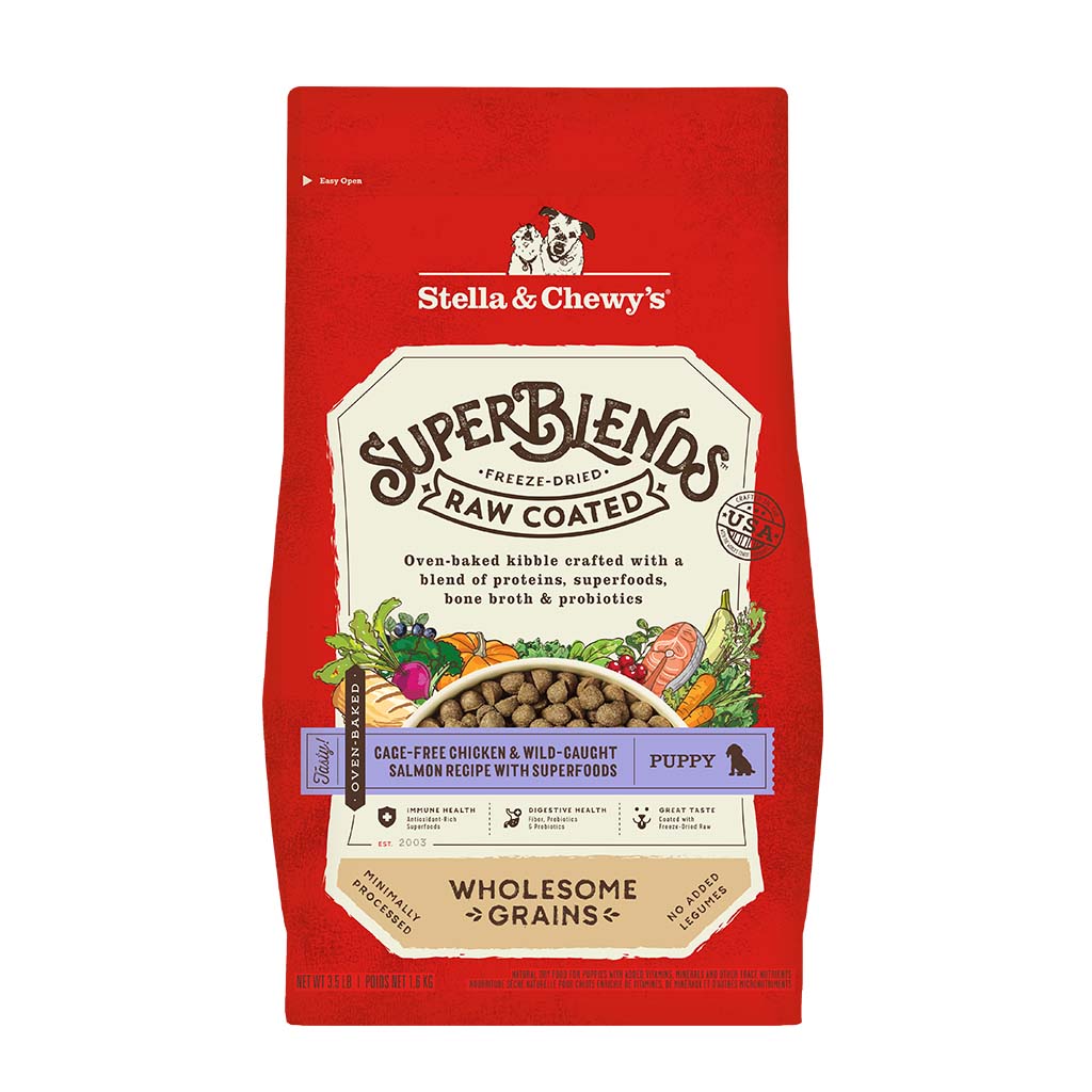 SuperBlends Raw Coated Puppy Kibble: Chicken, Salmon + Superfoods