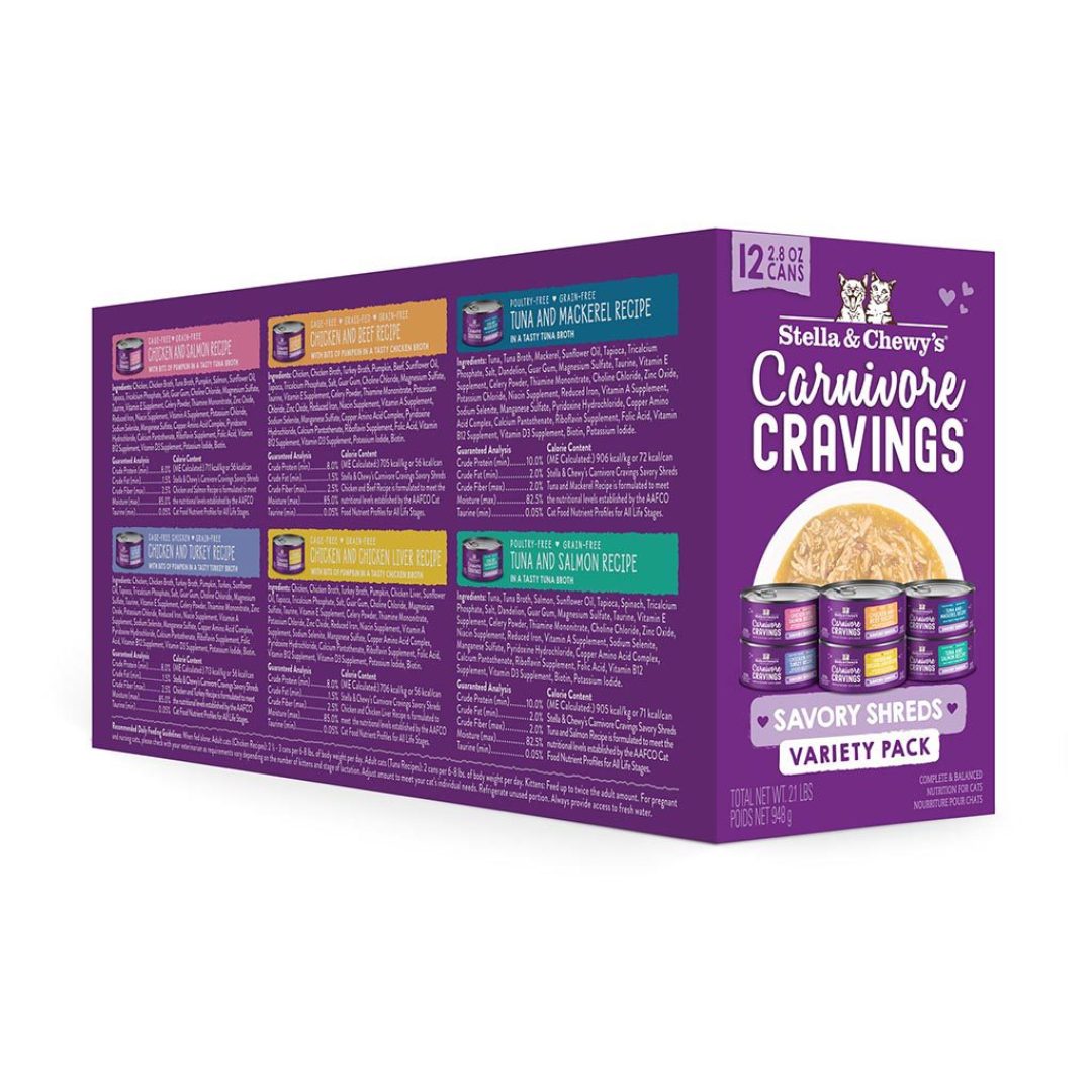 Carnivore Cravings Savory Shreds 2.8 oz Canned Variety Pack